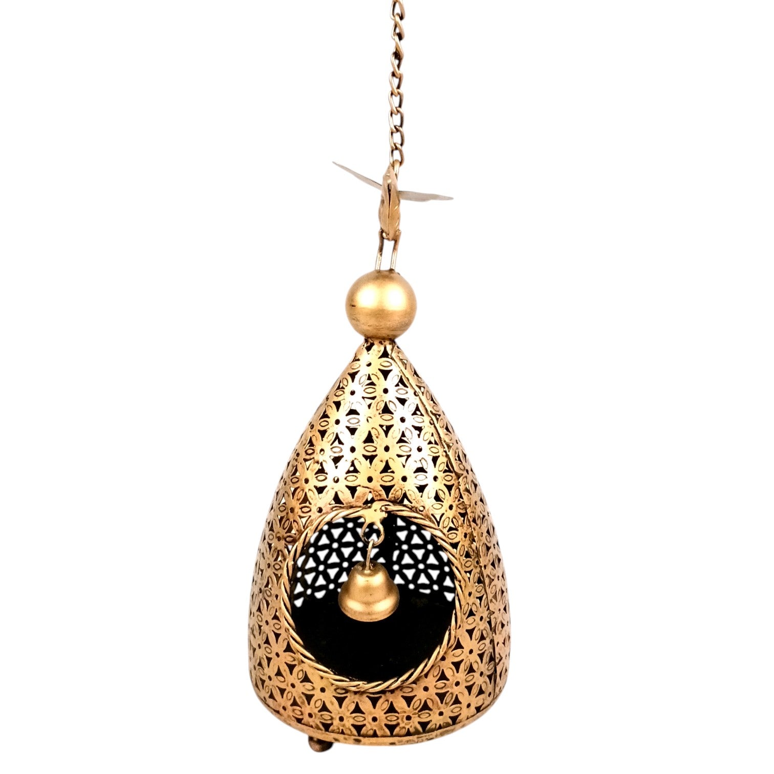 Hanging Tea Light Candle Holder | Decorative Hanging Lantern with Cutwork Design – Shadow Effect Candle Stand for Home Decor, Living Room & Festive Decoration,Diwali - 21 Inch - Apkamart