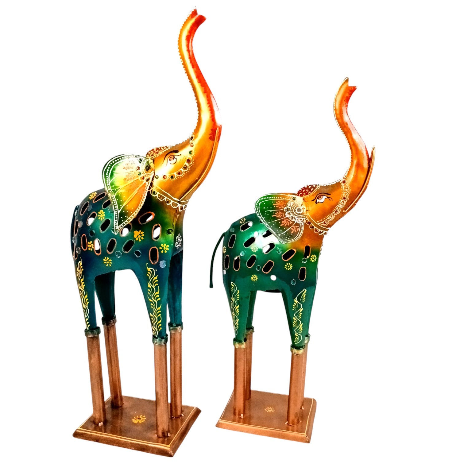 Elephant Candle Holder | Decorative Tealight Holders for Home Decor | Candle Stand for Living Room, Bedroom, Festive Decoration & Gifting - 24 Inch (Set Of 2) - Apkamart