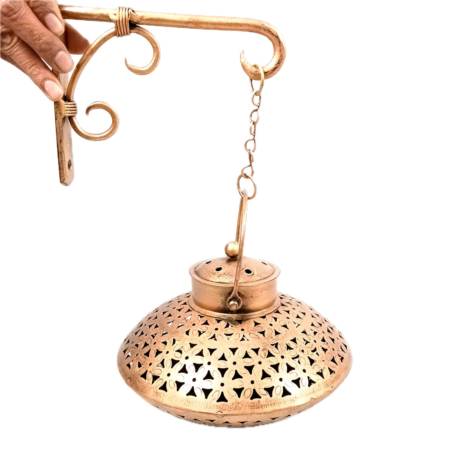 TeaLight Holder with Wall Hook - Degchi Design | Antique Dhoop Dani / Pot - Incense Holder - For Home Decor, Table, Living Room, Dining room, Bedroom Decor, Diwali - 12 Inch - Apkamart