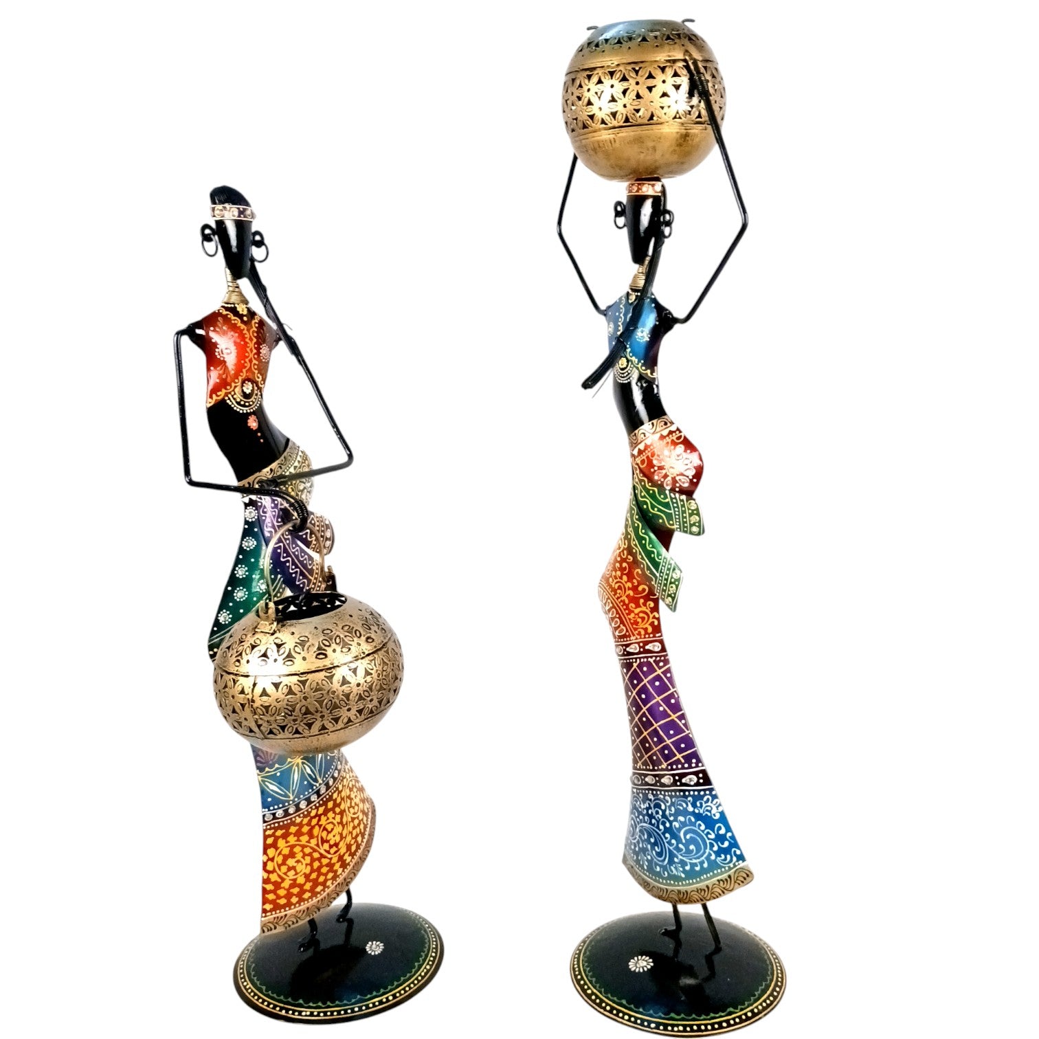 Candle Holder Set | Decorative Tealight Holders for Home Decor | Metal Candle Stand for Living Room,  Bedroom,  Dining Table & Gifting - 30 Inch (Set Of 2) - Apkamart