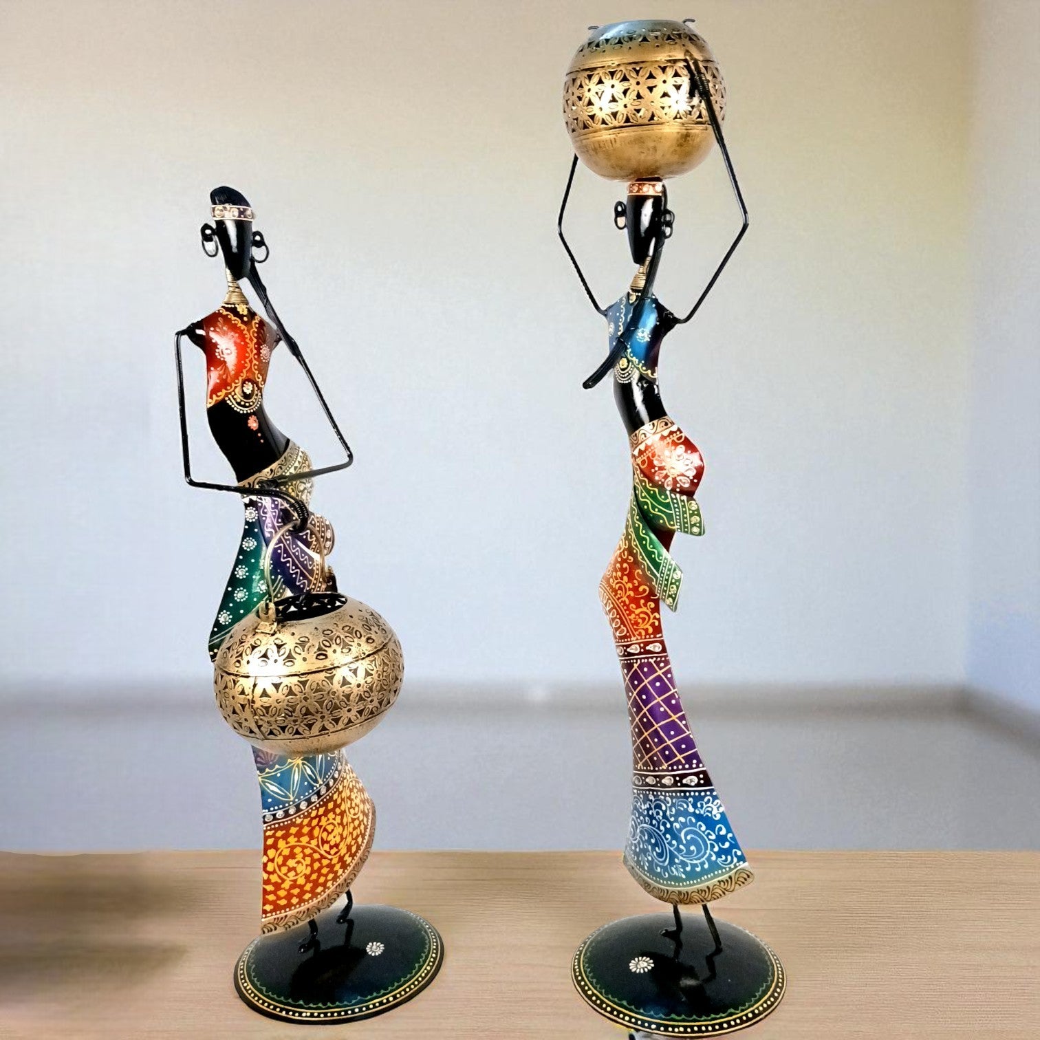 Candle Holder Set | Decorative Tealight Holders for Home Decor | Metal Candle Stand for Living Room,  Bedroom,  Dining Table & Gifting - 30 Inch (Set Of 2) - Apkamart