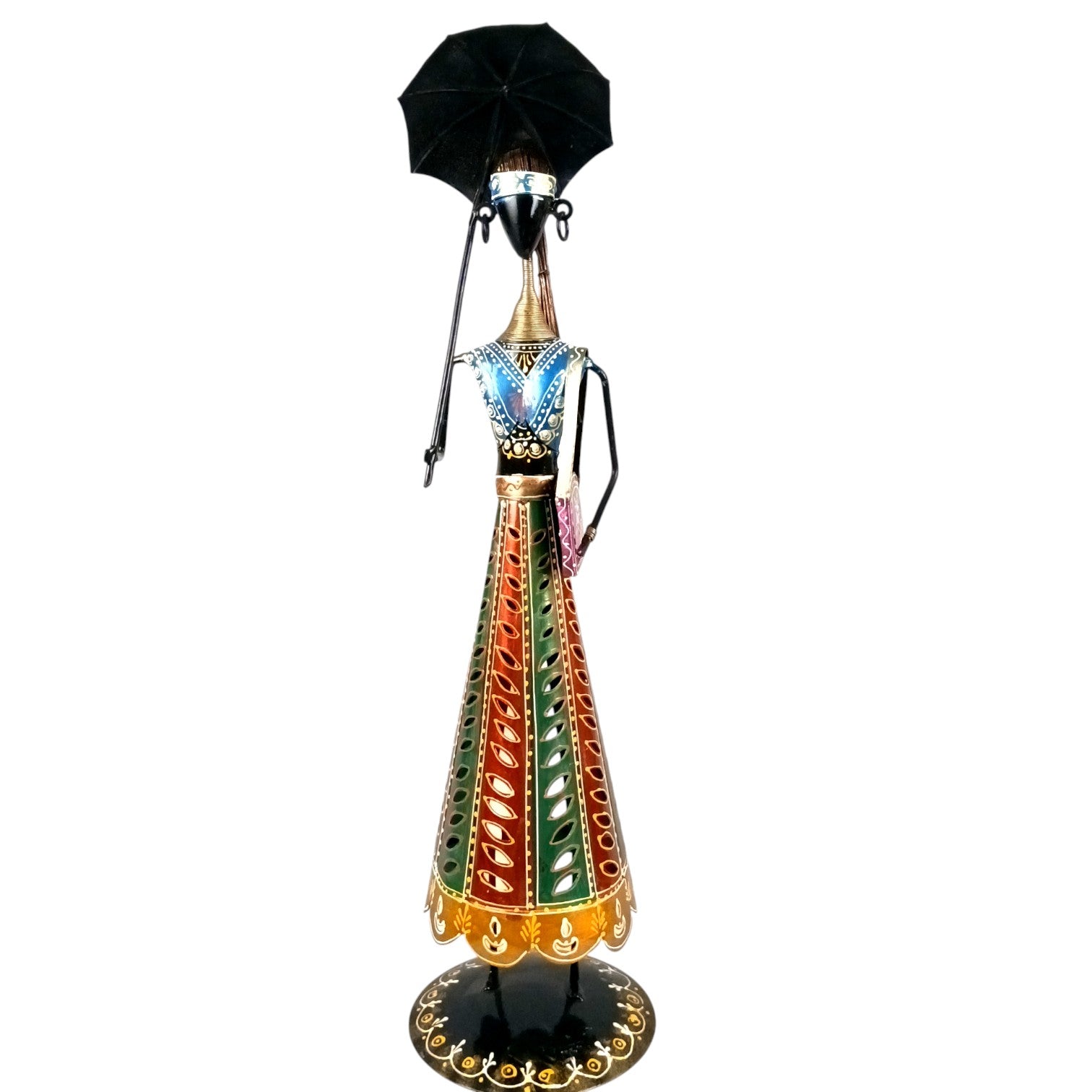 Ladies Showpiece Candle Holder Set | Decorative Metal Tealight Holder Figurines for Home Decor, Living Room, Bedroom & Gifting - 27 Inch (Set Of 2) - Apkamart