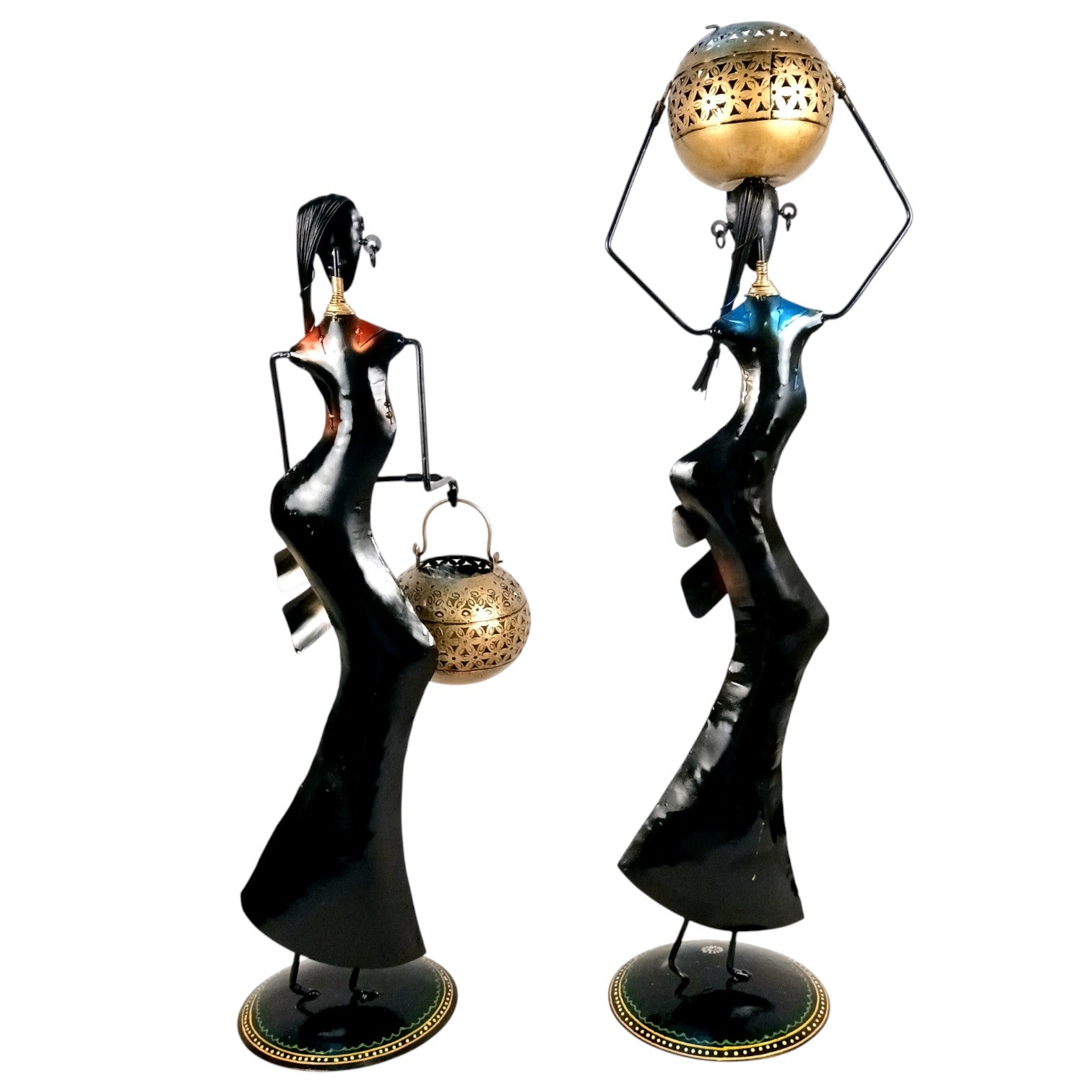 Candle Holder Set | Decorative Tealight Holders for Home Decor | Metal Candle Stand for Living Room,  Bedroom,  Dining Table & Gifting - 30 Inch (Set Of 2) - Apkamart