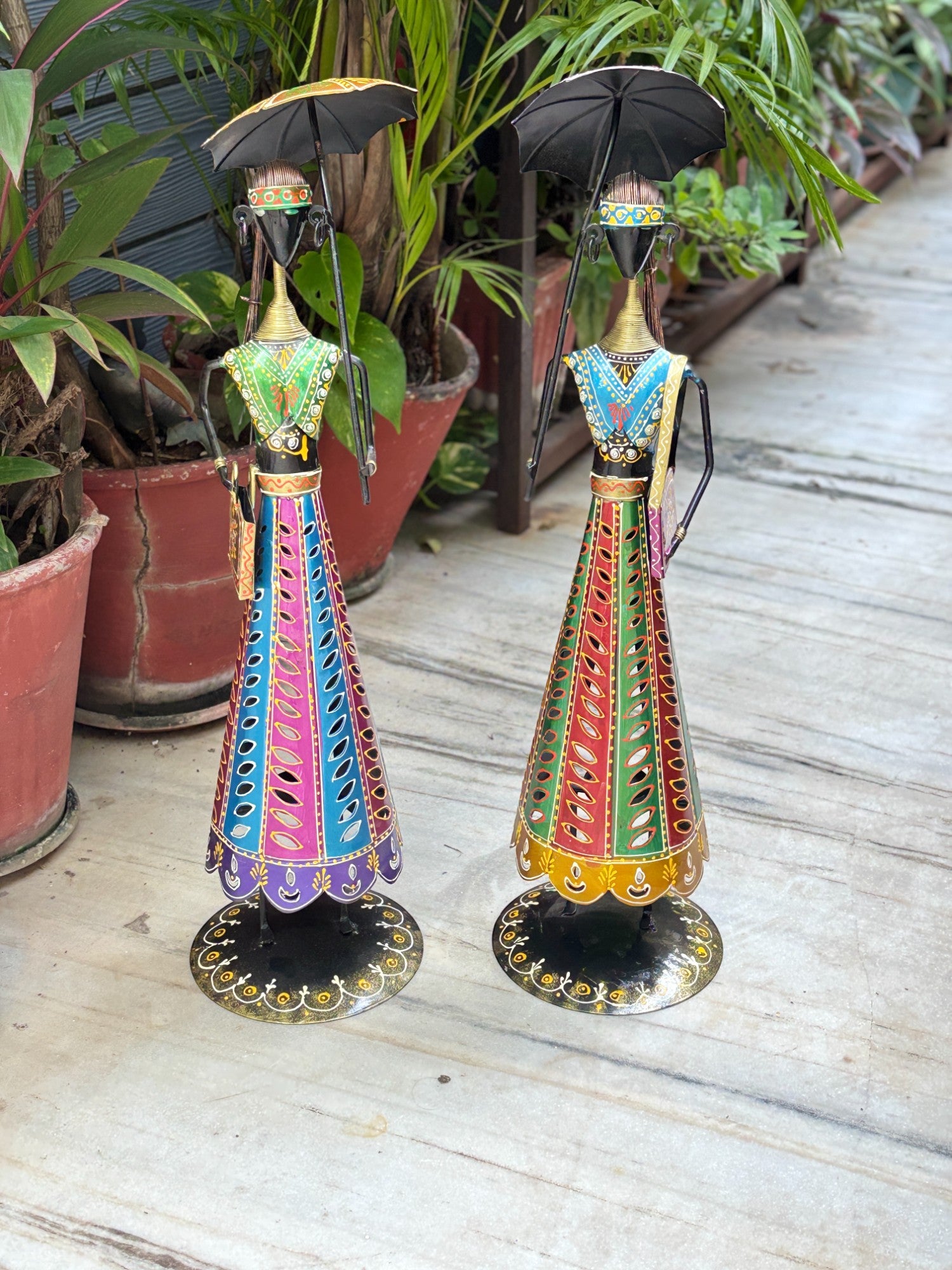 Candle Holder Set | Decorative Tealight Holders for Home Decor | Metal Candle Stand for Living Room,  Bedroom,  Dining Table & Gifting - 30 Inch (Set Of 2) - Apkamart