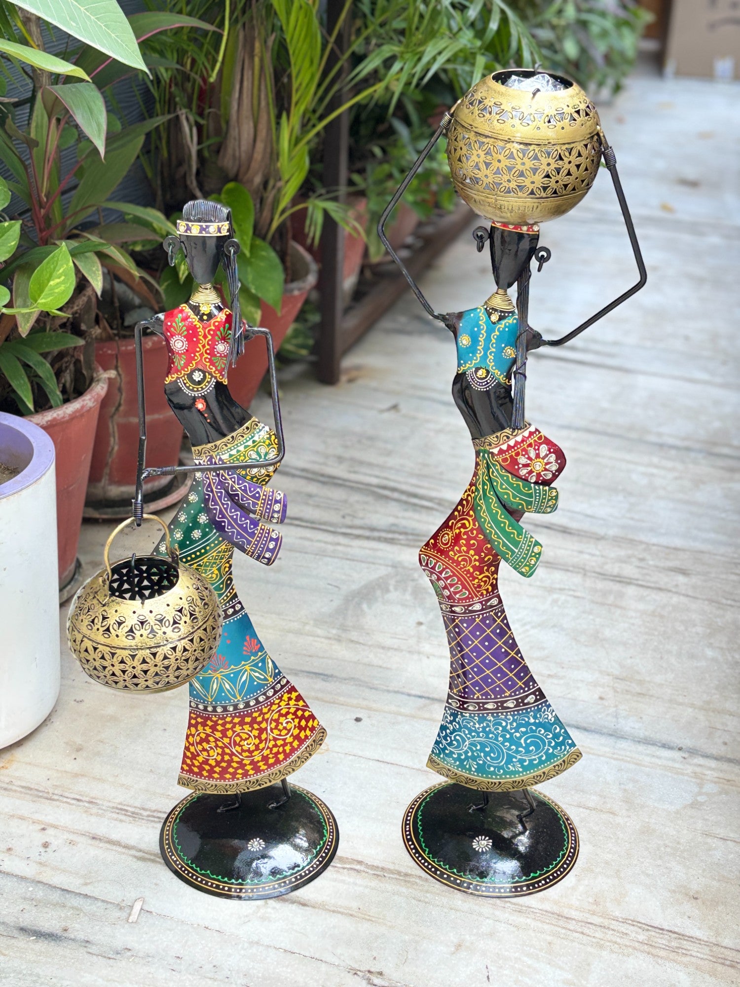 Candle Holder Set | Decorative Tealight Holders for Home Decor | Metal Candle Stand for Living Room,  Bedroom,  Dining Table & Gifting - 30 Inch (Set Of 2) - Apkamart