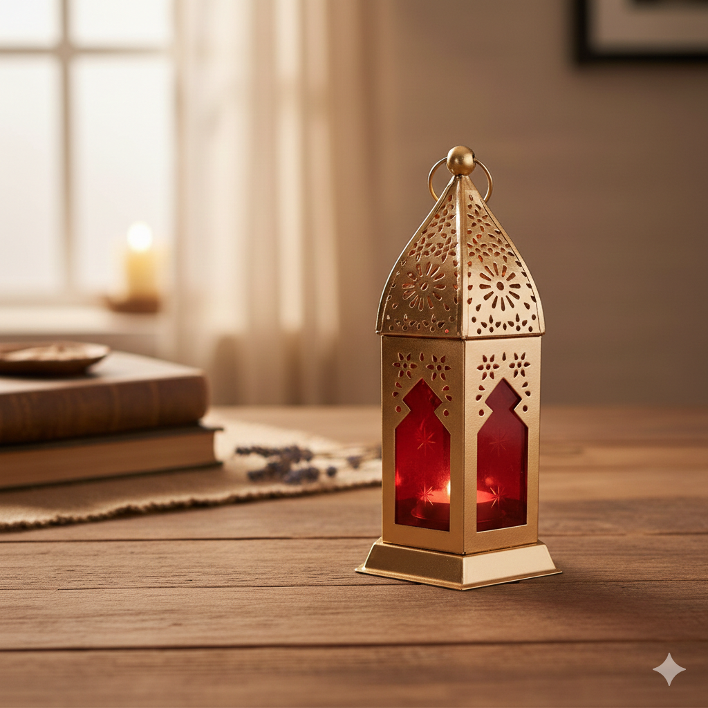 Moroccan Lantern Tea Light Holder | Antique Hanging Lantern Lamp for Living Room, Balcony, Home & Diwali Decoration - 7 Inch - Apkamart