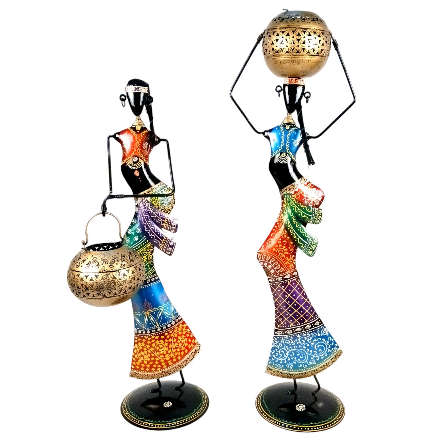 Candle Holder Set | Decorative Tealight Holders for Home Decor | Metal Candle Stand for Living Room,  Bedroom,  Dining Table & Gifting - 30 Inch (Set Of 2) - Apkamart