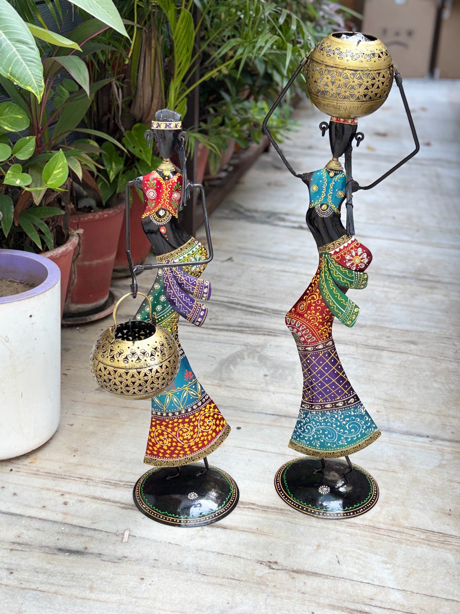 Candle Holder Set | Decorative Tealight Holders for Home Decor | Metal Candle Stand for Living Room,  Bedroom,  Dining Table & Gifting - 30 Inch (Set Of 2) - Apkamart