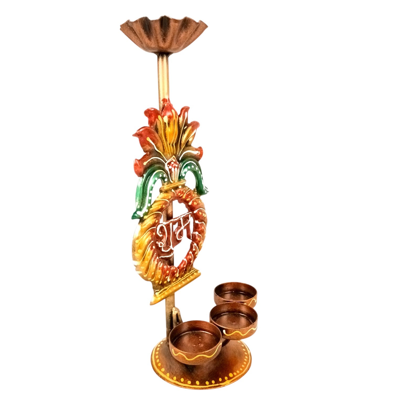 Candle Holder Shubh & Labh Combo | Decorative Tealight Holders for Home Decor | Festival Candle Stand for Living Room, Puja Room & Gifting - 12 Inch (Set of 2) - Apkamart