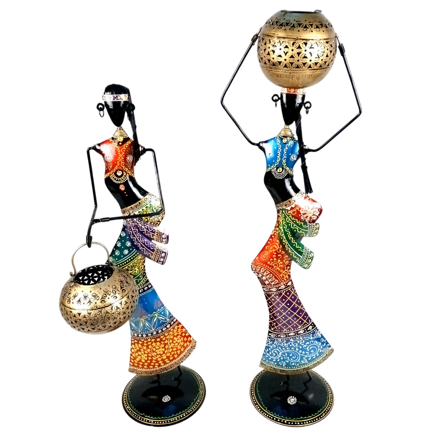 Candle Holder Set | Decorative Tealight Holders for Home Decor | Metal Candle Stand for Living Room,  Bedroom,  Dining Table & Gifting - 30 Inch (Set Of 2) - Apkamart