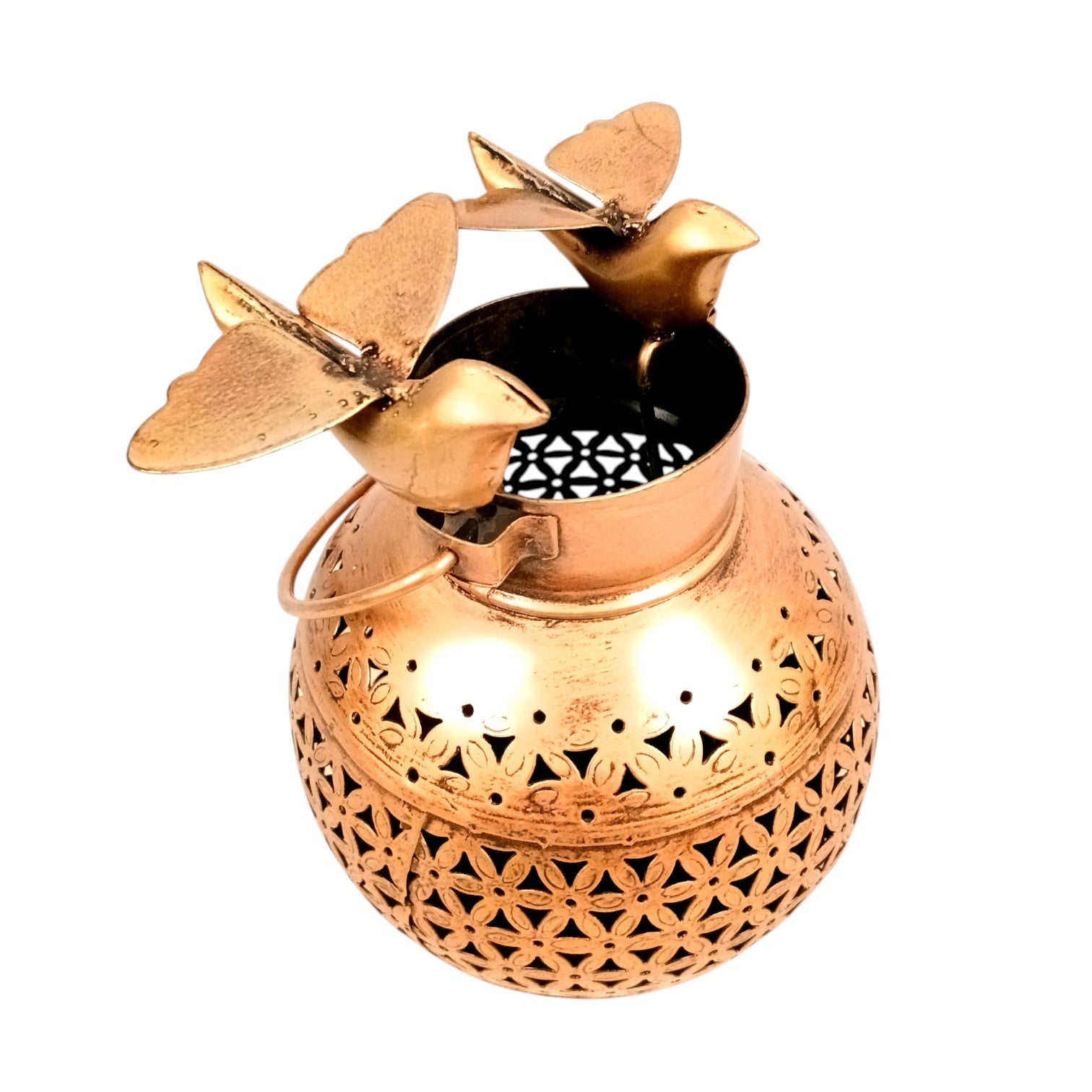Decorative Hanging Tea Light Lantern with Cutwork Design | Shadow Effect Candle Stand for Home, Living Room & Festive Decoration- Candle Holder Combo – 9 Inch (Set Of 2) - Apkamart
