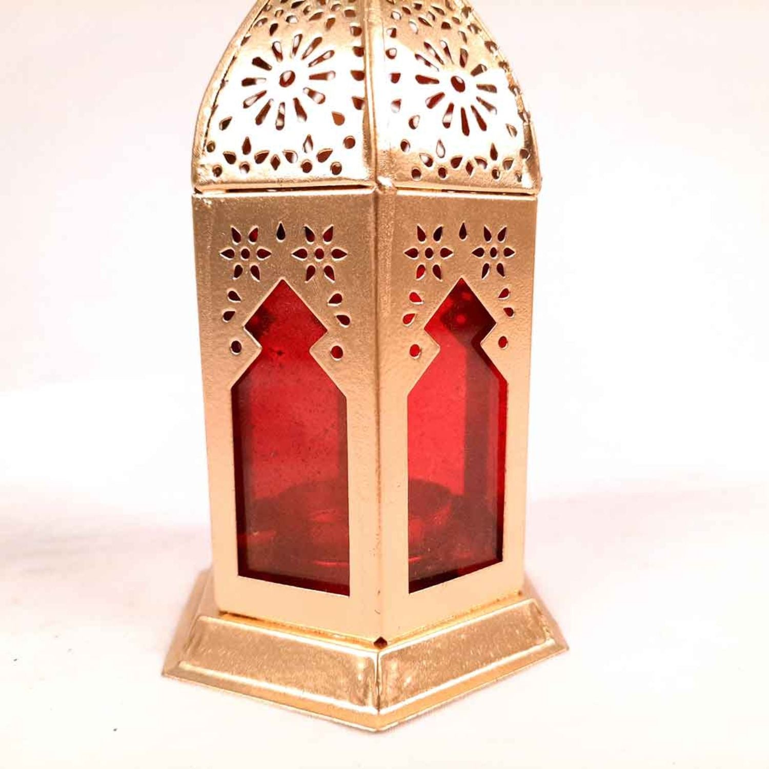 Moroccan Lantern Tea Light Holder | Antique Hanging Lantern Lamp for Living Room, Balcony, Home & Diwali Decoration - 7 Inch - Apkamart