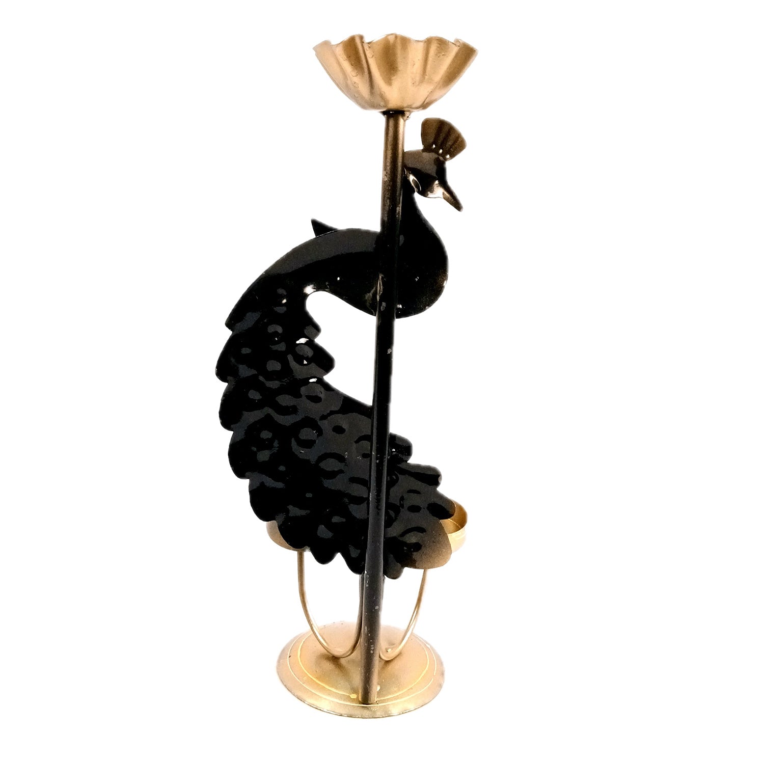 Peacock Tea Light Candle Holder | Candle Holders Stand with 4 Slots - for Home, Table, Living Room, Dining Room, Bedroom Decor | for Diwali Decoration & Gifts - 13 Inch - Apkamart