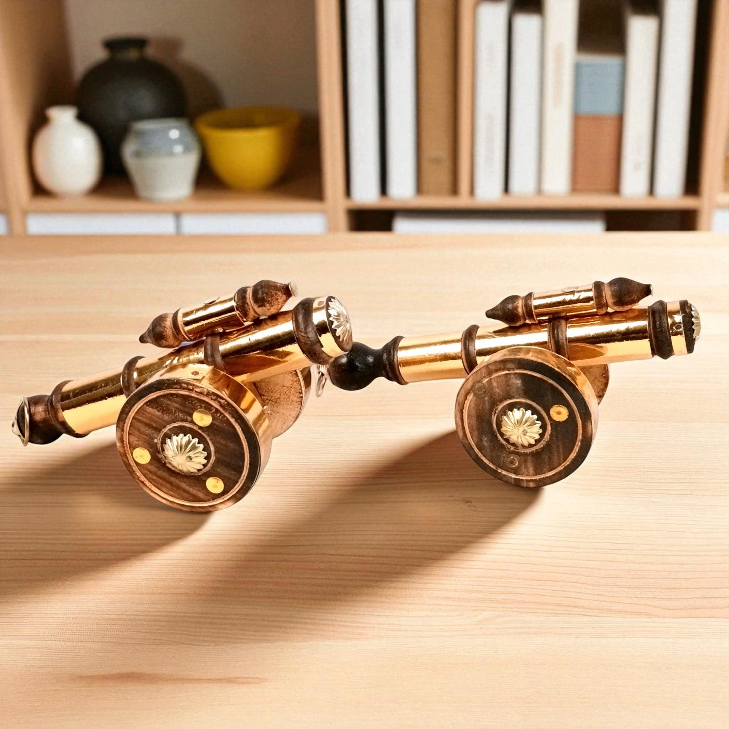 Cannon Showpiece | Vintage Cannon Model | Wooden Antique Decorative Figurine - for Table Decor, Home Decor and Gifts - 9 Inch (Pack Of 2) - Apkamart
