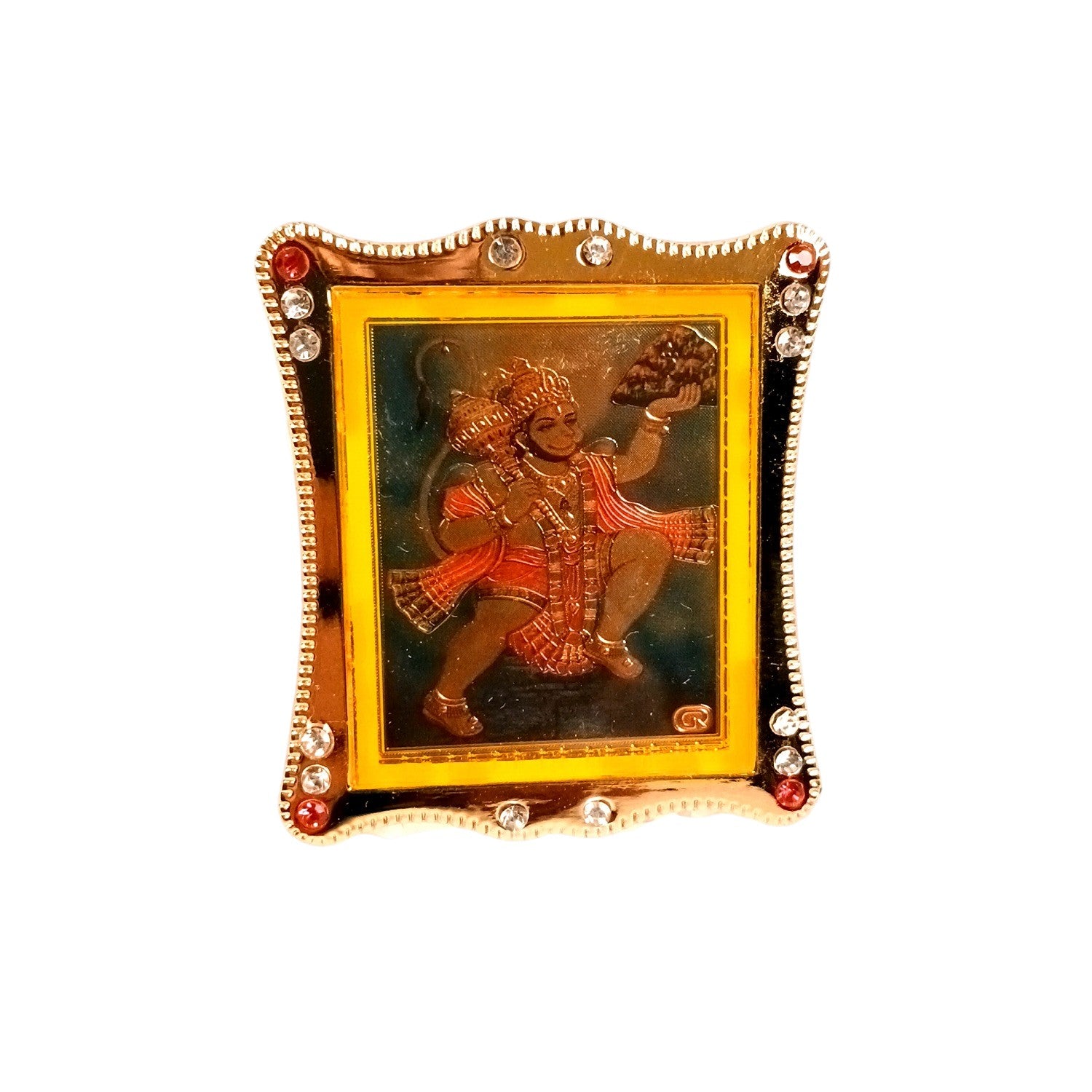 Hanuman Ji Car Dashboard Frame | Lord Hanuman Mini Photo Frame for Car Dashboard | Self Adhesive Religious Car Decor for Travel Protection - 3 Inch - Apkamart