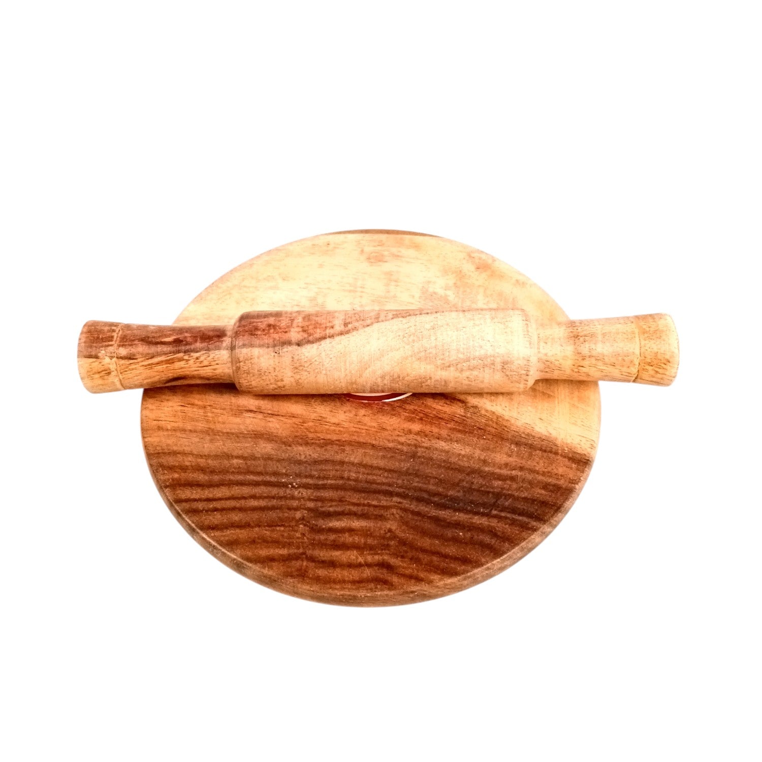 Wooden Chakla Belan Showpiece | Mini Handmade Rolling Pin and Board - for Playing, Gifts for Kids, Children, Girls, Boys, Kids Room Decor - 5 Inch