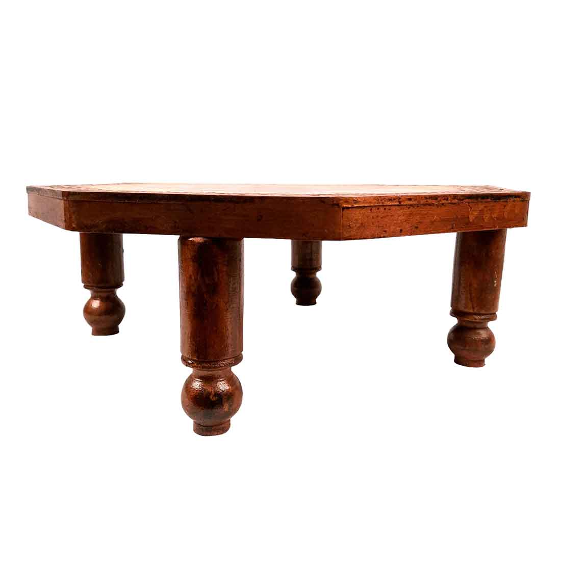 Wood Chowki Bajot - Chowki Table For Sitting & Home decor - 18 Inch - Apkamart #style_pack of 1