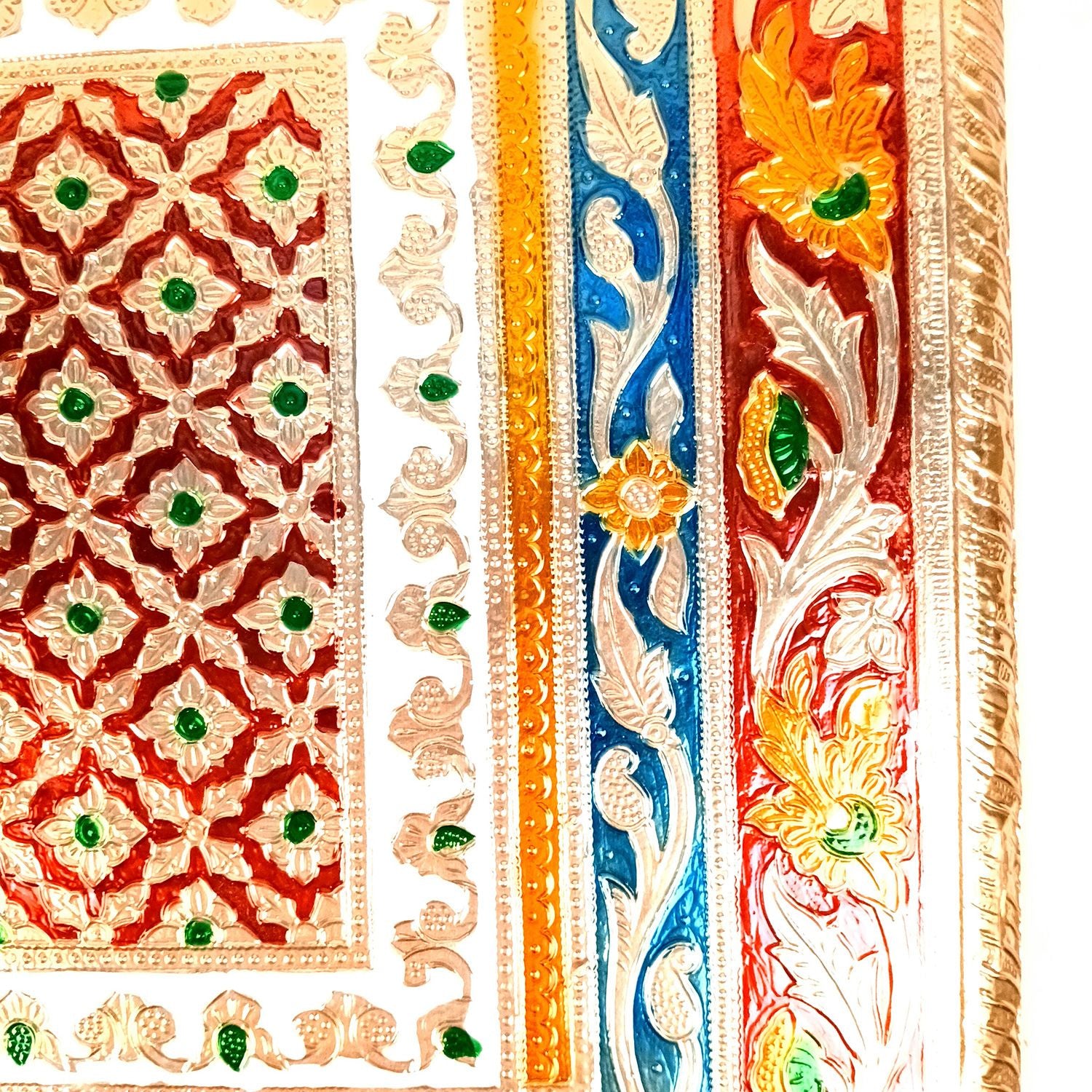 Minakari Patla Chowki - Peacock Design - 20 Inch - Apkamart