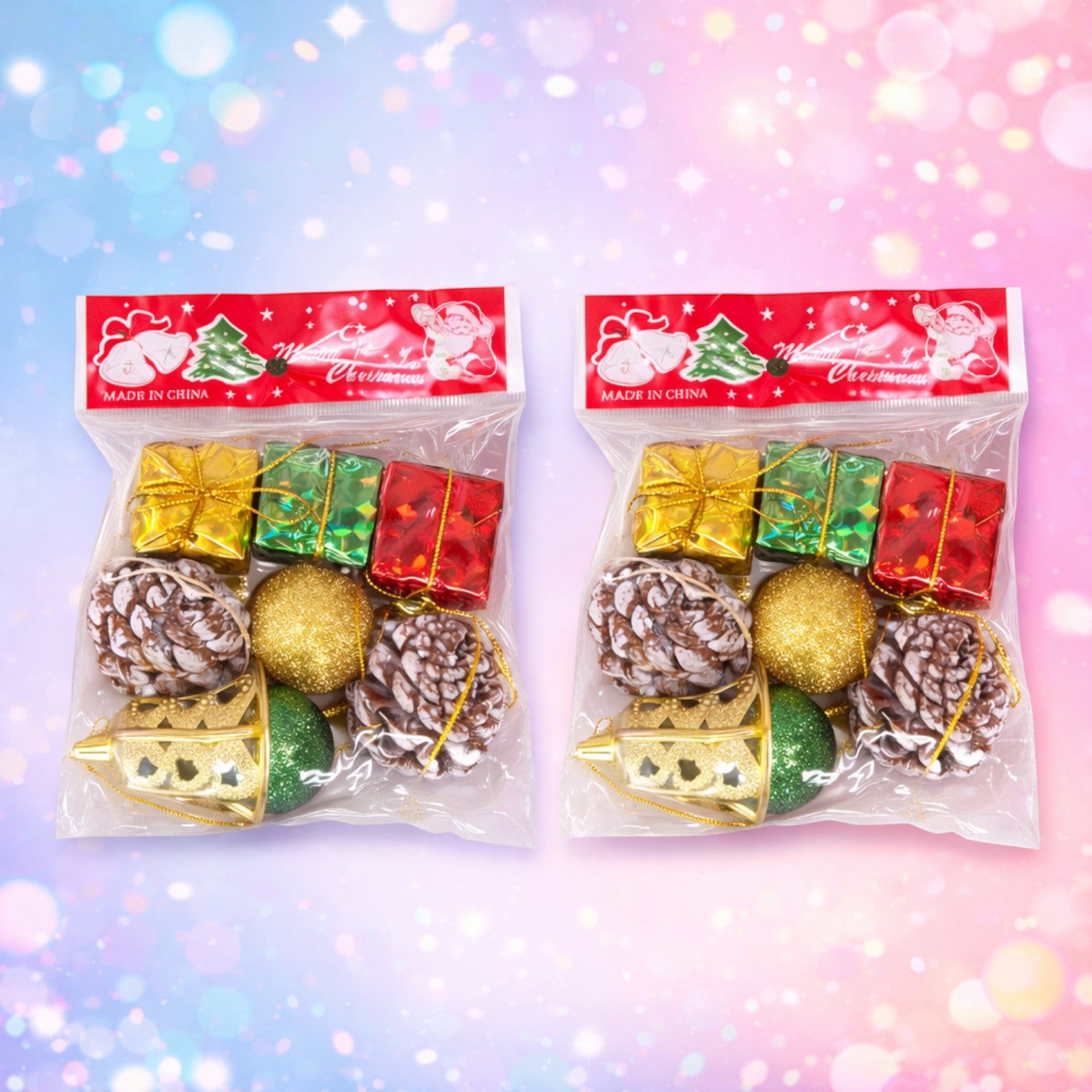 Christmas Tree Decoration Kit With Ornaments For Home Pack Of 2 - Apkamart