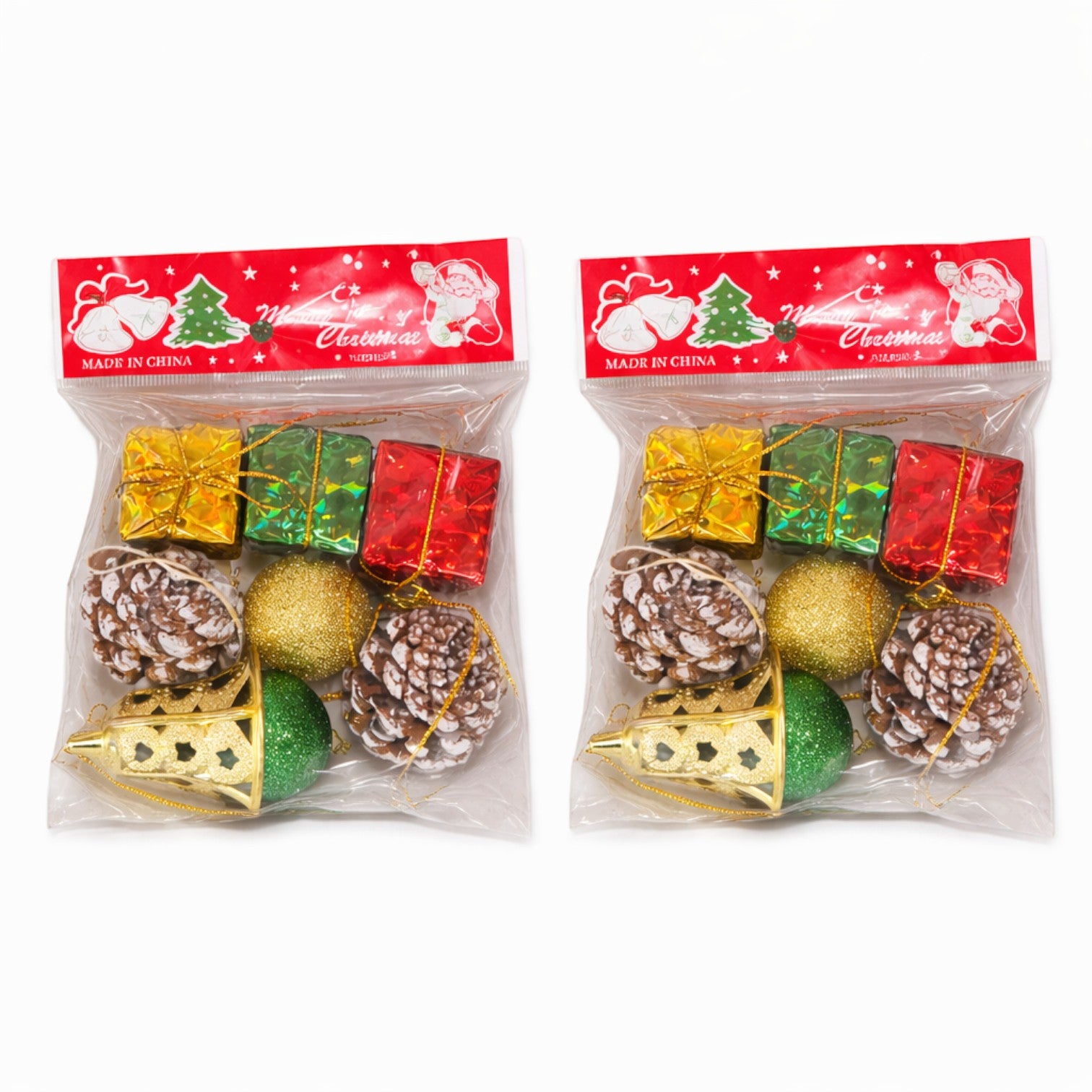 Christmas Tree Decoration Kit With Ornaments For Home Pack Of 2 - Apkamart
