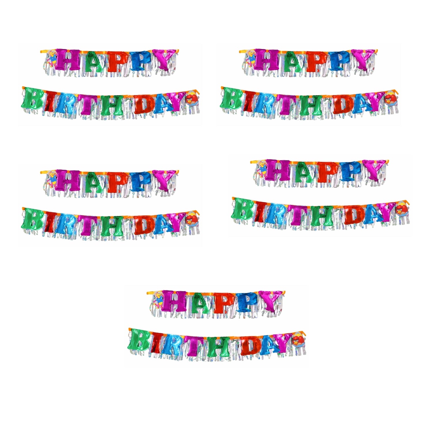 Happy Birthday Banner for Kids Birthday Party Decoration Colorful Birthday Banner for Home School Events Classroom & Party Supplies - Apkamart #Style_Pack Of 5