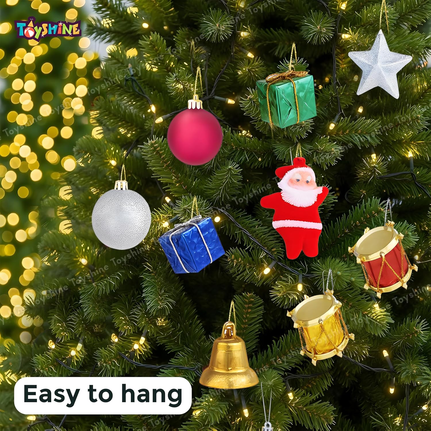 Christmas Tree Decoration Kit with Ornaments Small Gifts & Ribbons | Complete Christmas Tree Decor Set for Home Party Office - (Pack Of 2) - Apkamart