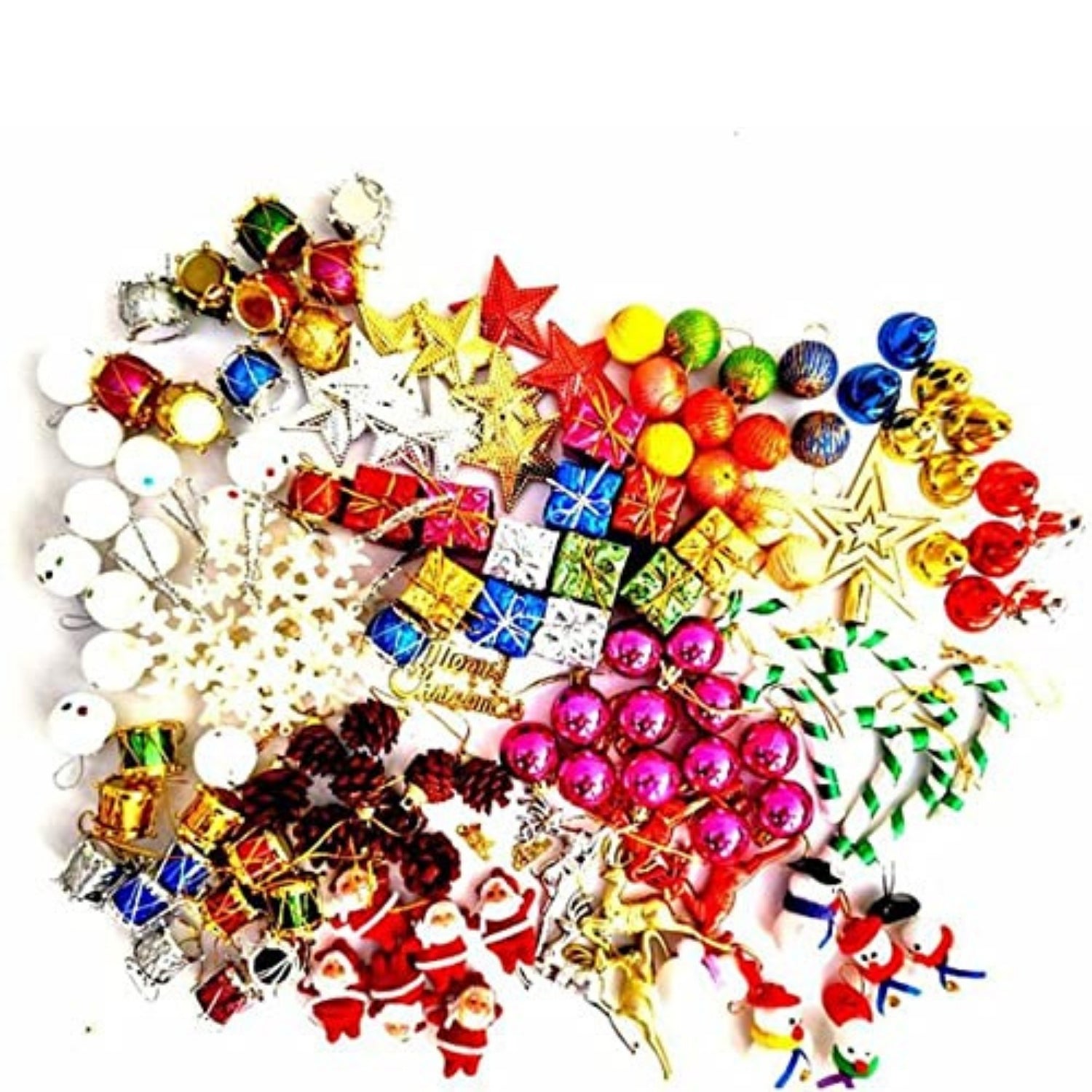 Christmas Tree Decoration Kit with Ornaments Small Gifts & Ribbons | Complete Christmas Tree Decor Set for Home Party Office - (Pack Of 2) - Apkamart