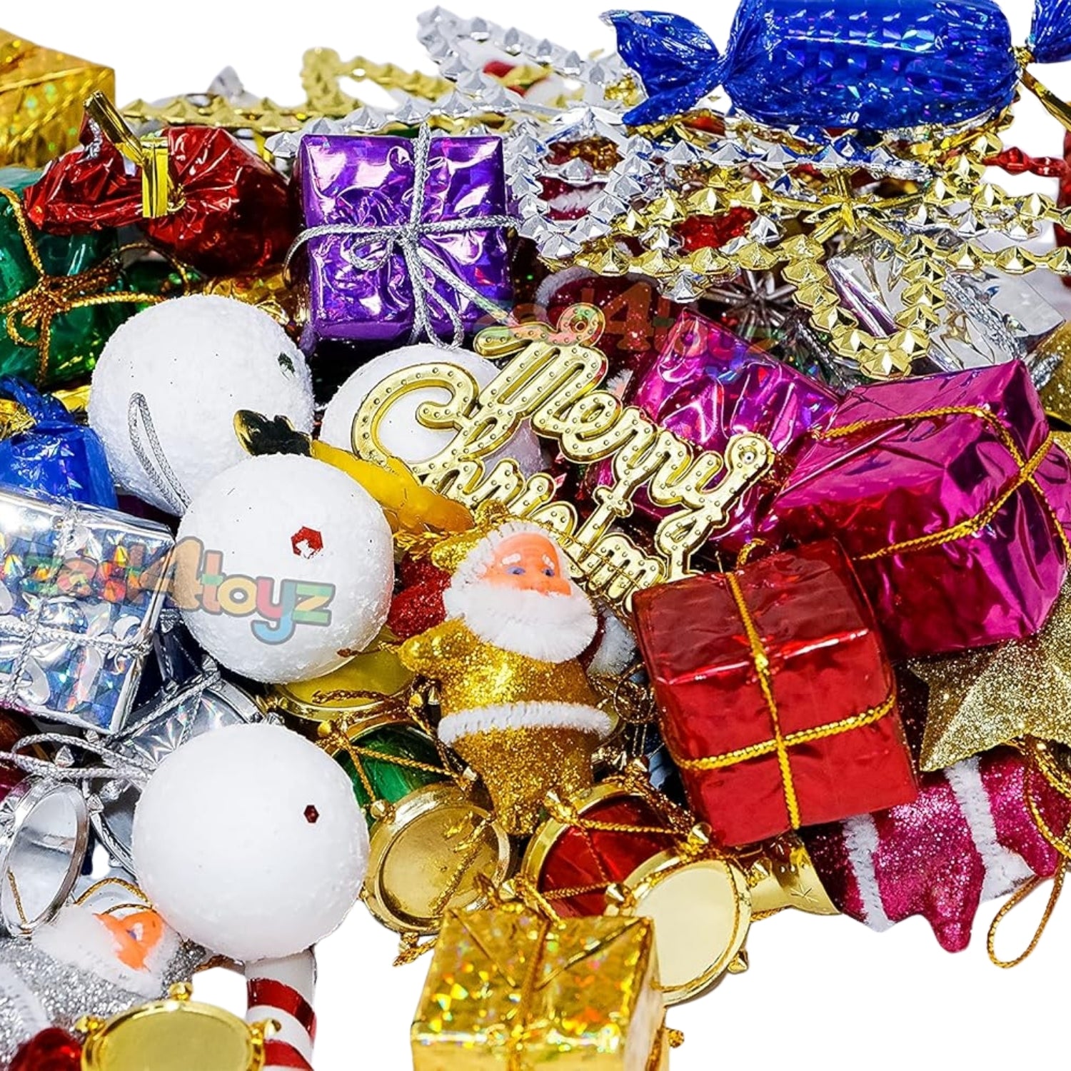 Christmas Tree Decoration Kit with Ornaments Small Gifts & Ribbons | Complete Christmas Tree Decor Set for Home Party Office - (Pack Of 2) - Apkamart