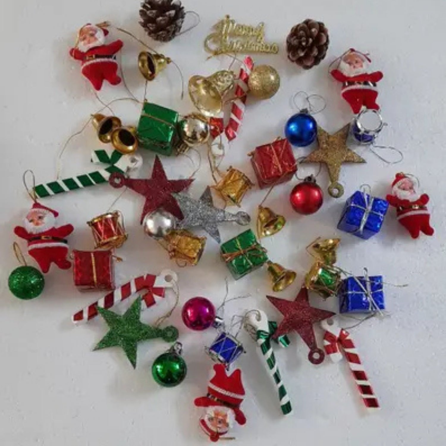 Christmas Tree Decoration Kit with Ornaments Small Gifts & Ribbons | Complete Christmas Tree Decor Set for Home Party Office - (Pack Of 2) - Apkamart