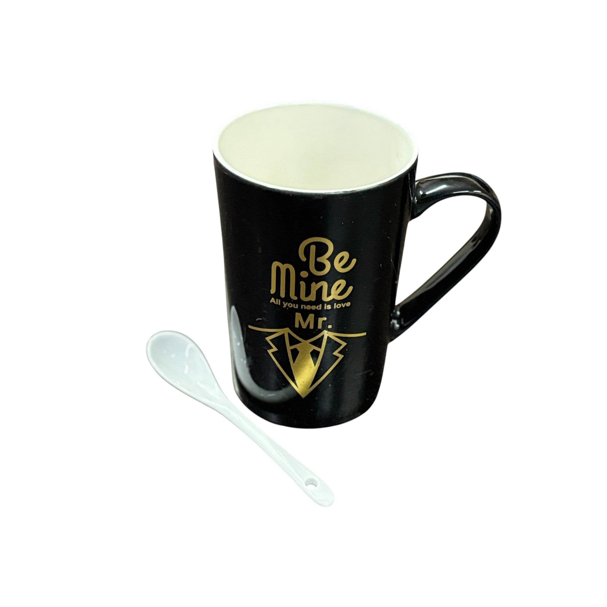 Coffee Mug With Spoon | Be Mine Design Tea Cup & Mug for Best Friend, Girls, Boys, Friends | Perfect Birthday, Anniversary & Valentine’s Day Gift - 400ml - Apkamart