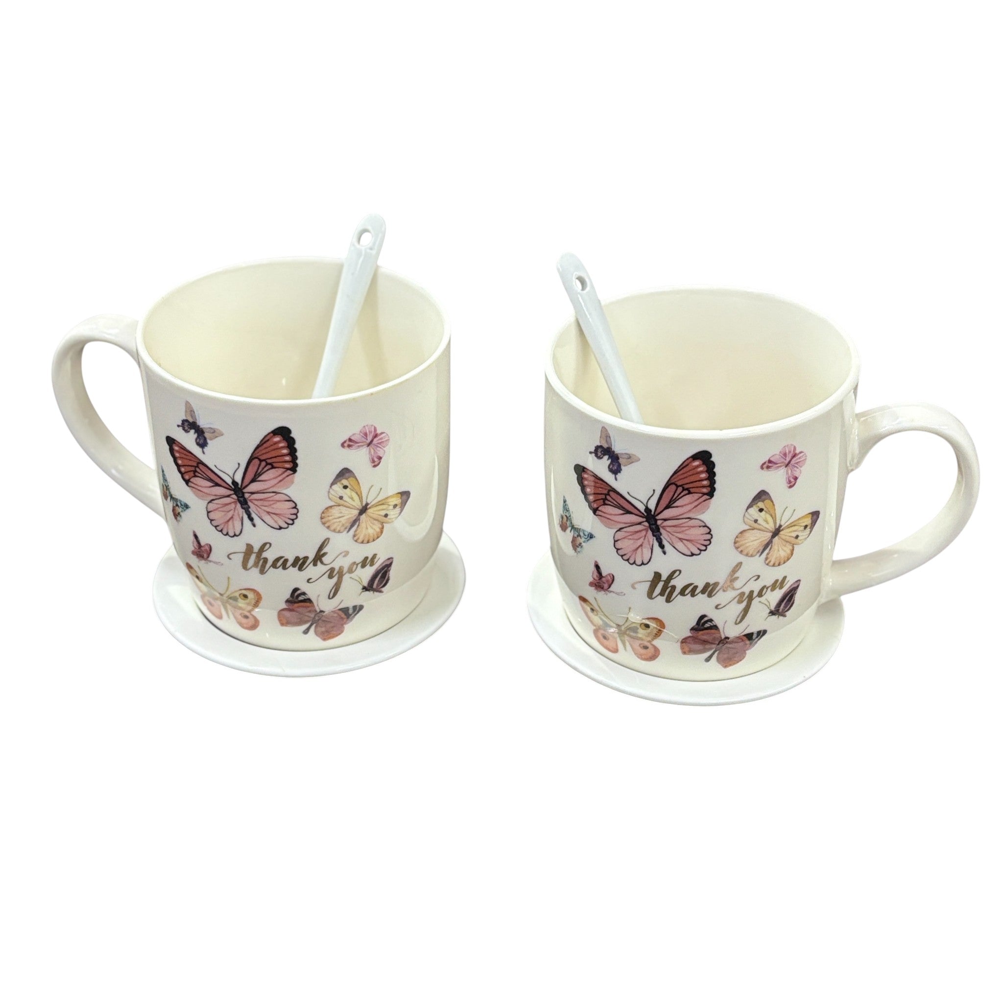 Coffee Mug Set of 2 with Lid and Spoon | Stylish Ceramic Cup Set for Coffee, Tea, Milk & Hot Drinks | Premium Gift Set for Home, Office & Gifting - 350ml - Apkamart