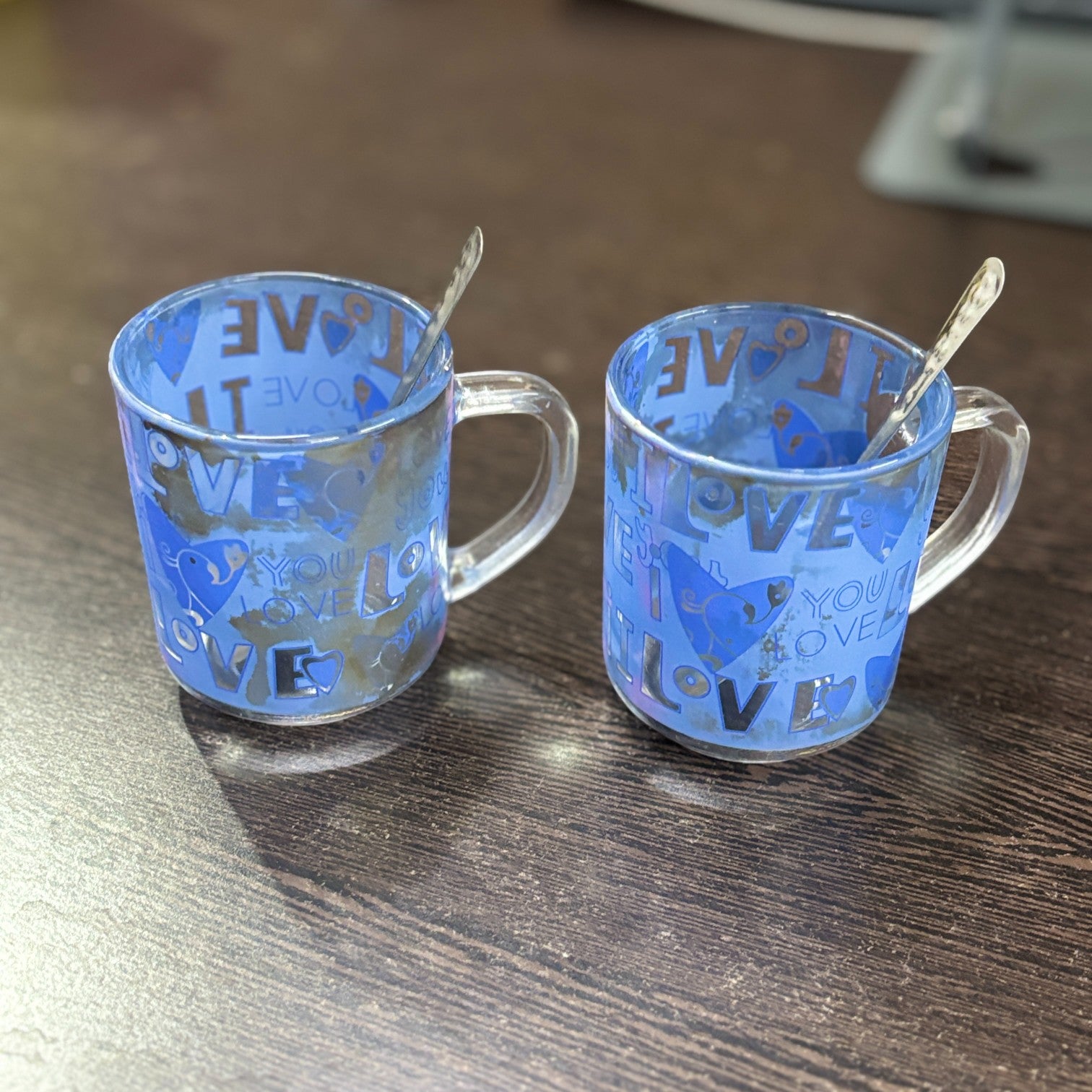 Coffee Mug with Spoon | Set of 2 Mugs With Spoons Glass Cup for Tea & Coffee | Heat-Resistant Mug for Home, Office & Café | Stylish Gift for Him & Her - 350ml - Apkamart