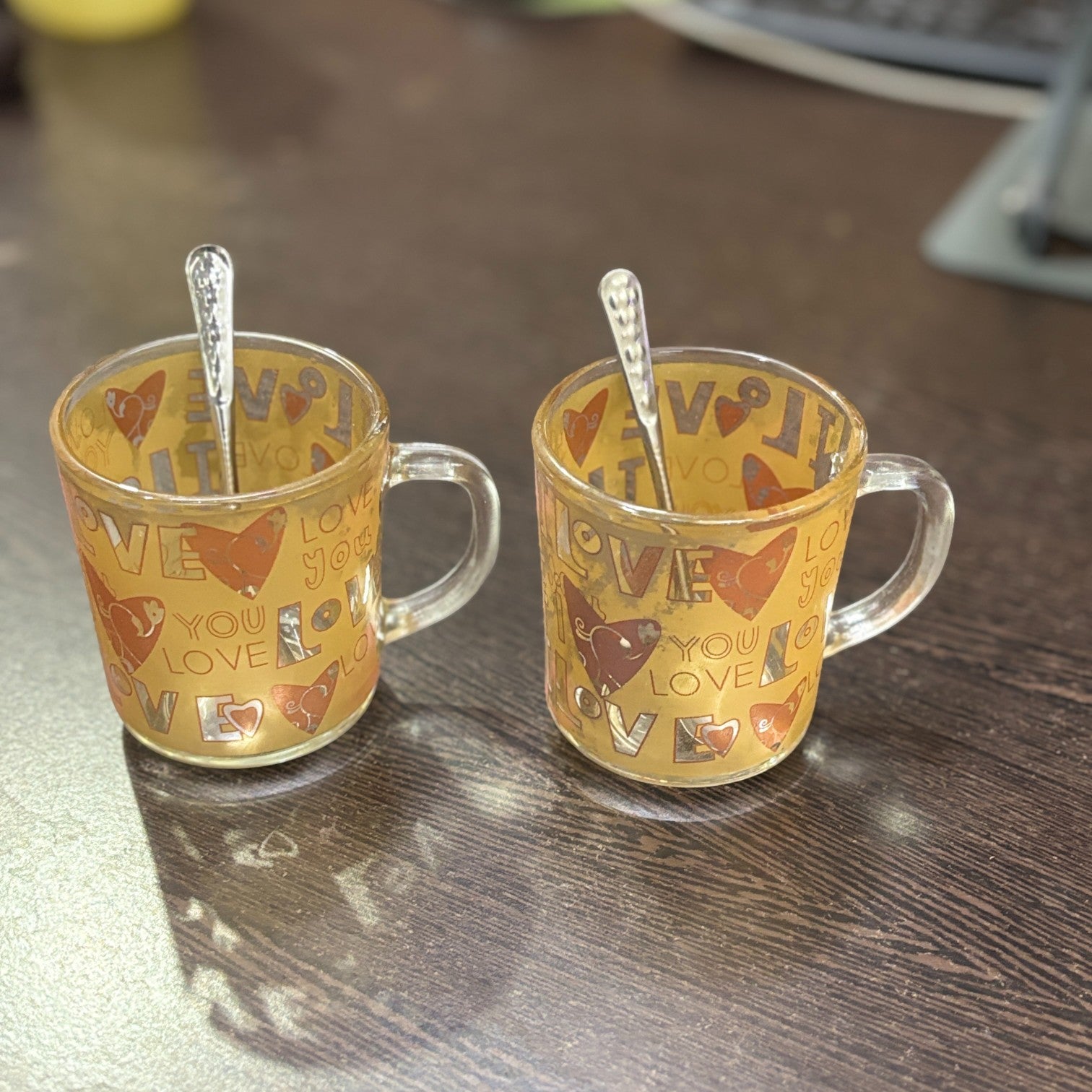 Coffee Mug with Spoon | Set of 2 Mugs With Spoons | Premium Transparent Glass Cup for Tea & Coffee | Heat-Resistant Mug for Home, Office & Cafe - 350ml (Set Of 2) - Apkamart