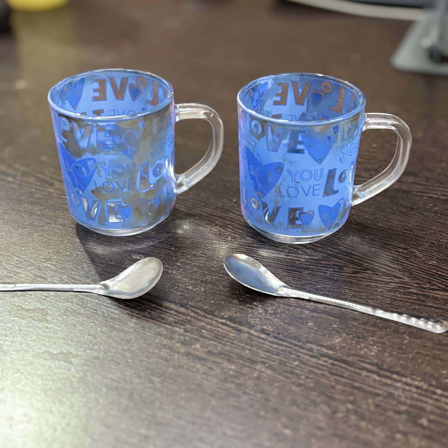 Coffee Mug with Spoon | Set of 2 Mugs With Spoons Glass Cup for Tea & Coffee | Heat-Resistant Mug for Home, Office & Café | Stylish Gift for Him & Her - 350ml - Apkamart