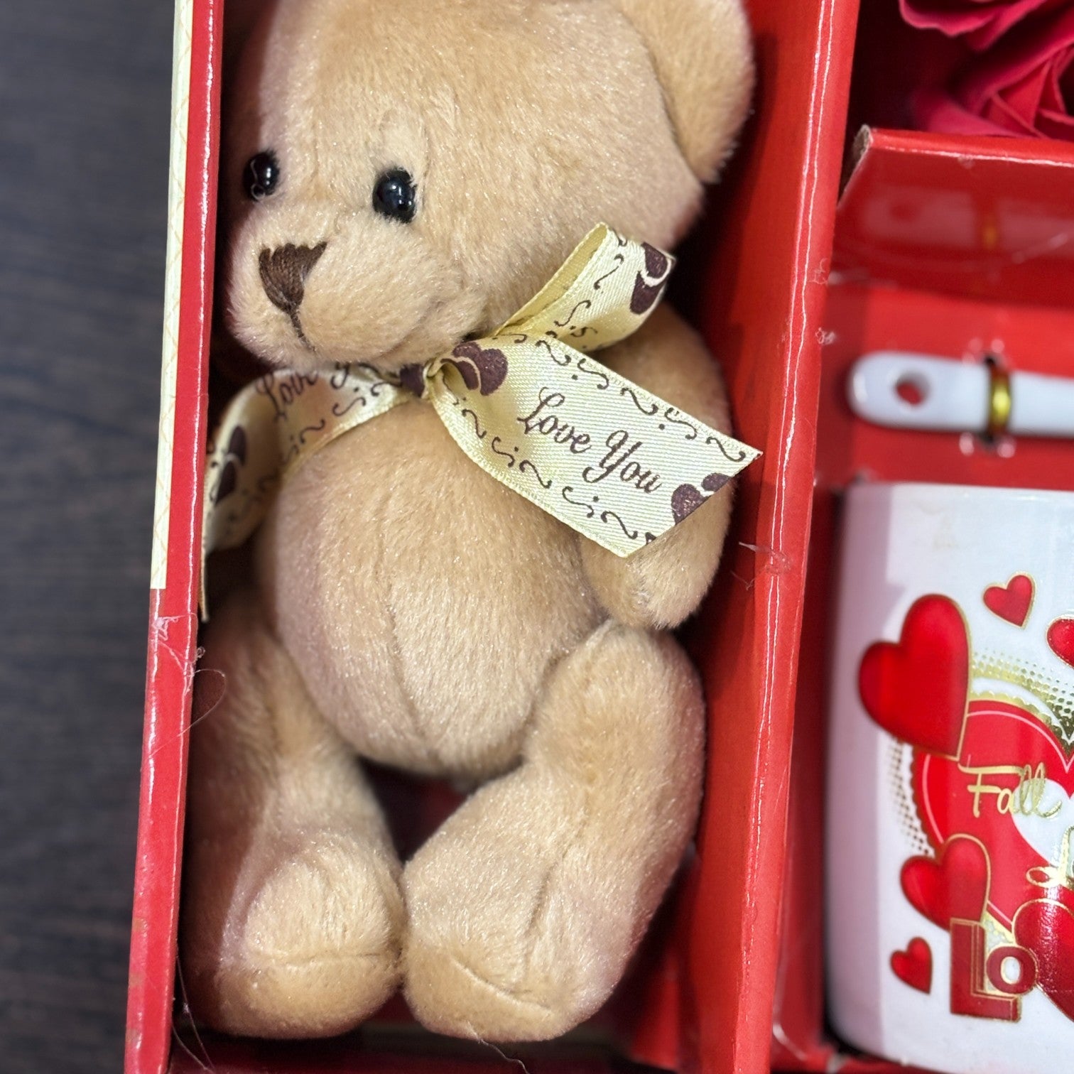 Coffee Mug, Teddy & Red Roses Combo | Valentine Gift Set for Girlfriend, Wife & Loved Ones | Romantic Gift Combo for Birthday, Anniversary & Special Occasions - 9 Inch - Apkamart