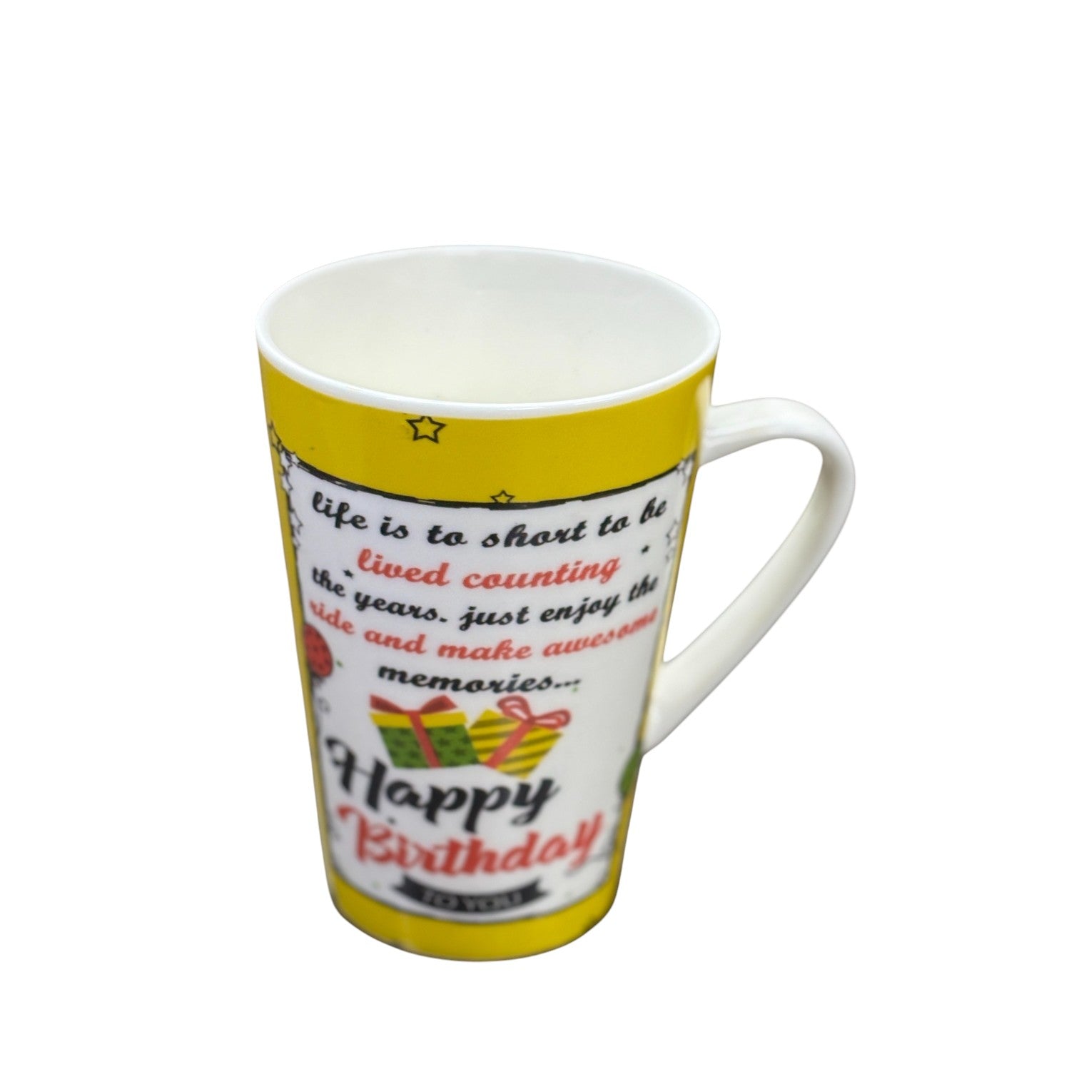 Coffee Mug Happy Birthday Design | Premium Handcrafted Mug for Tea, Coffee & Milk | Stylish & Durable Ceramic Cup for Office, Home & Gifting - 400ml - Apkamart
