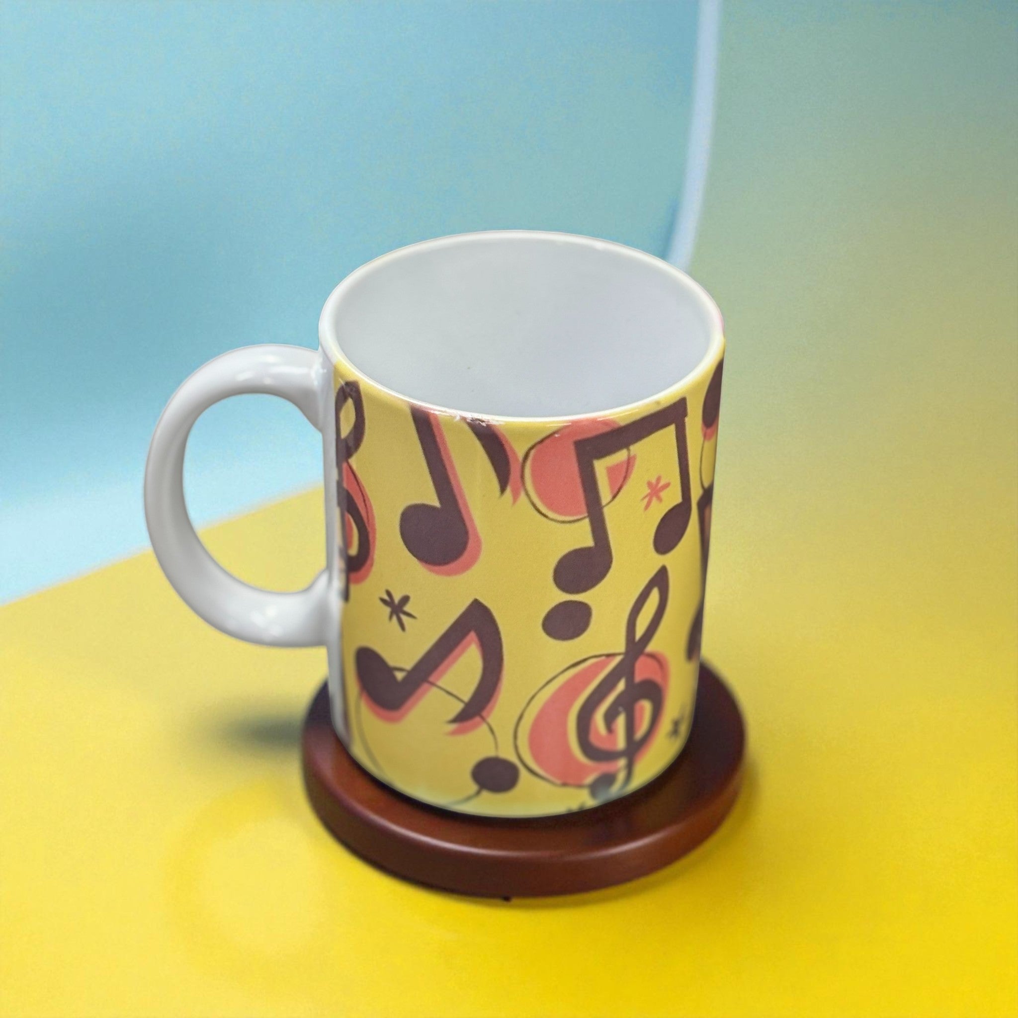 Ceramic Coffee Mug |Music Design | Premium Handcrafted Mug for Tea, Coffee & Milk | Stylish & Durable Ceramic Cup for Office, Home & Gifting - 350ml - Apkamart