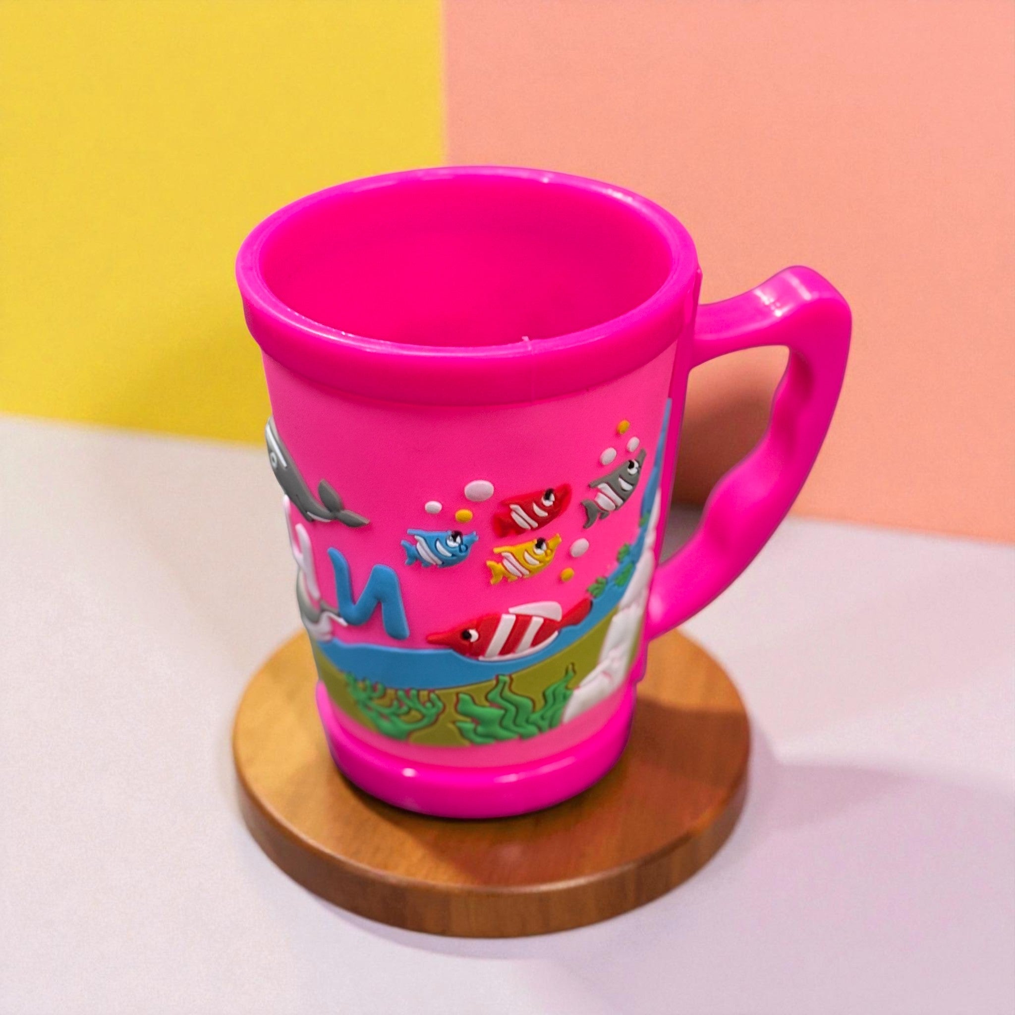 Coffee Mug For Kids | Cute Plastic Mug for Milk & Shakes | Cartoon Design Mug for Kids | Reusable Drinking Cup for School, Home, Birthday & Return Gifts - 300ml - Apkamart