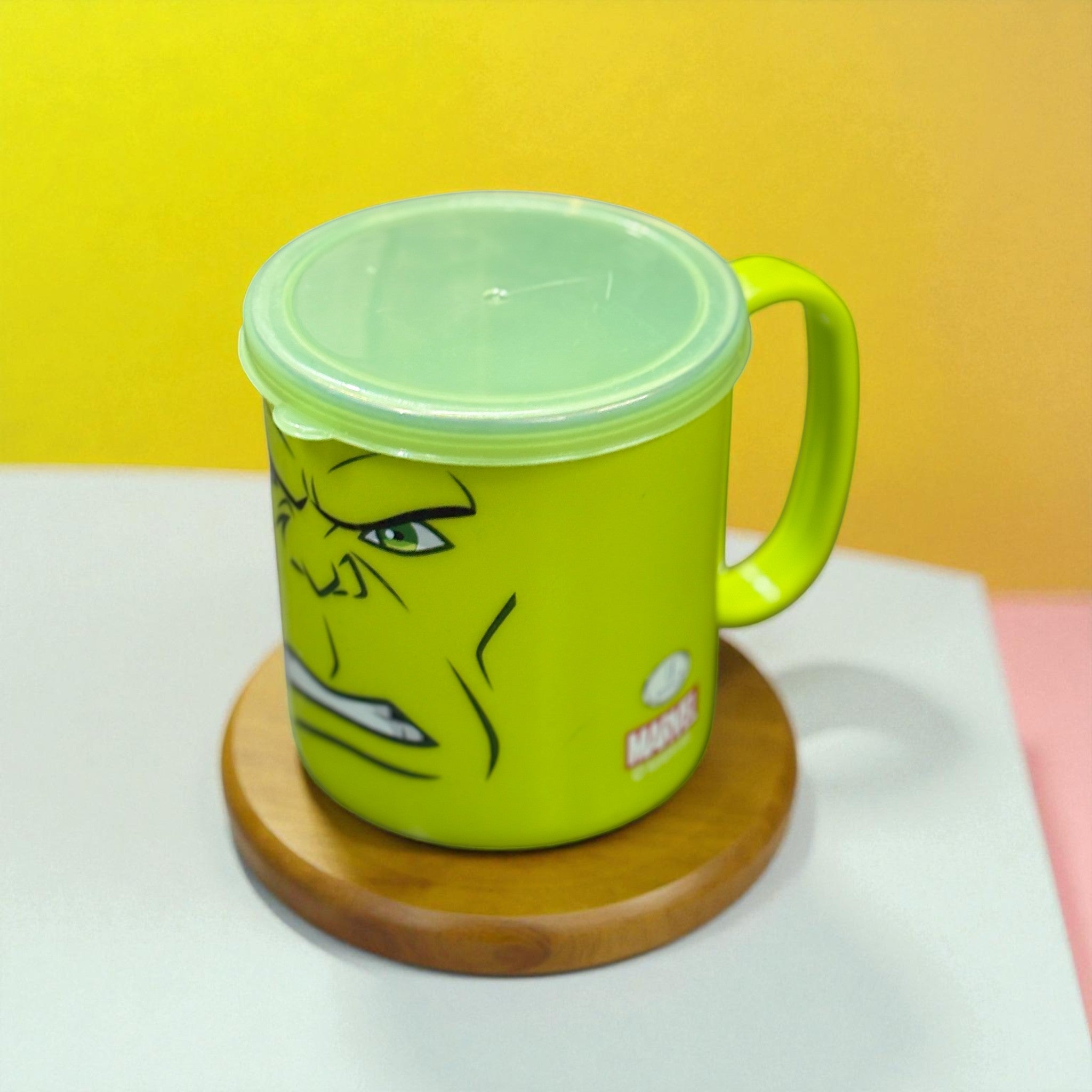 Coffee Mug With Lid | Cute Plastic Mug for Milk & Shakes | Cartoon Design Mug for Kids | Reusable Drinking Cup for School, Home, Birthday & Return Gifts - 300ml - Apkamart