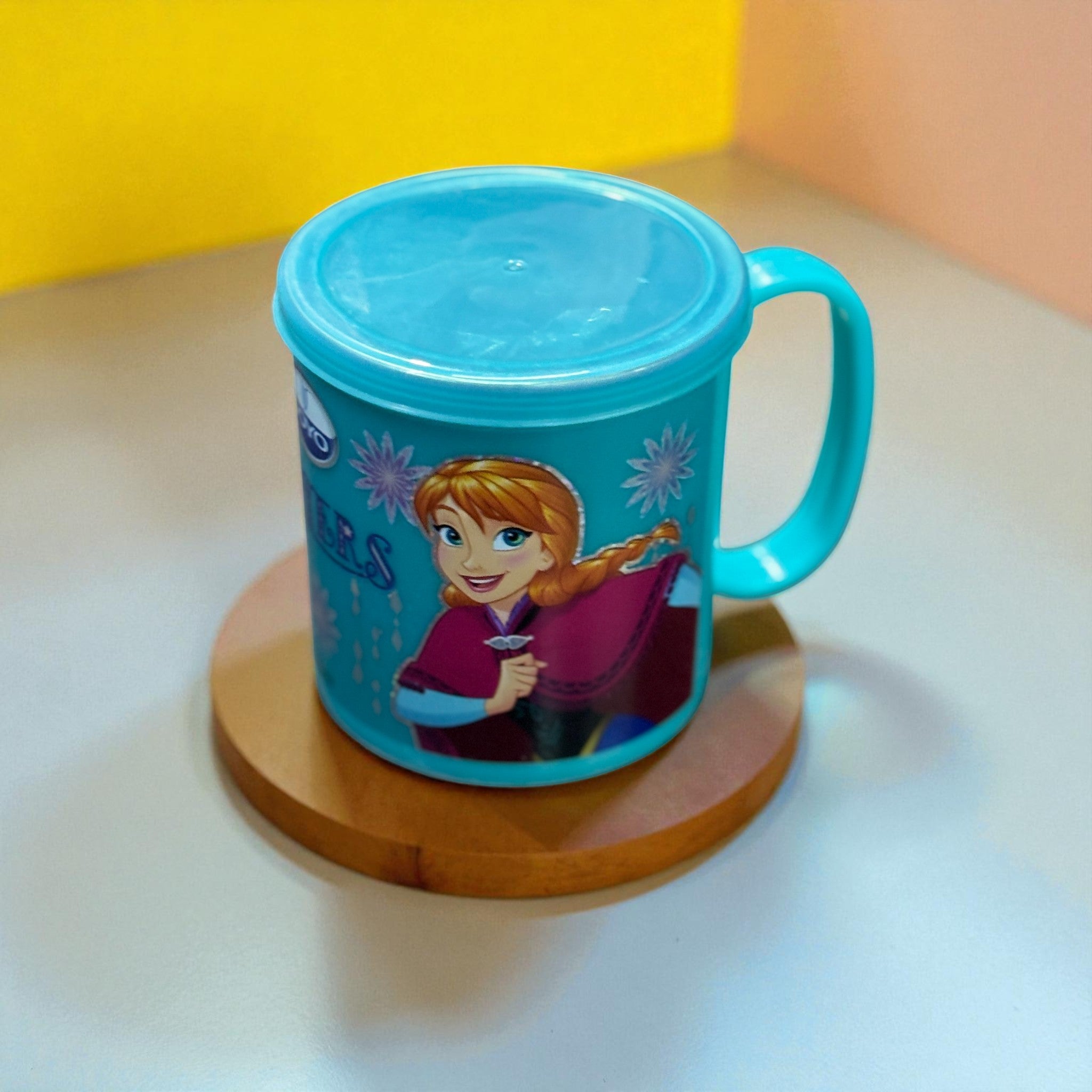 Coffee Mug With Lid | Cute Plastic Mug With Steel Inside | Cartoon Design Mug for Kids | Reusable Drinking Cup for School, Home, Birthday & Return Gifts - 300ml - Apkamart