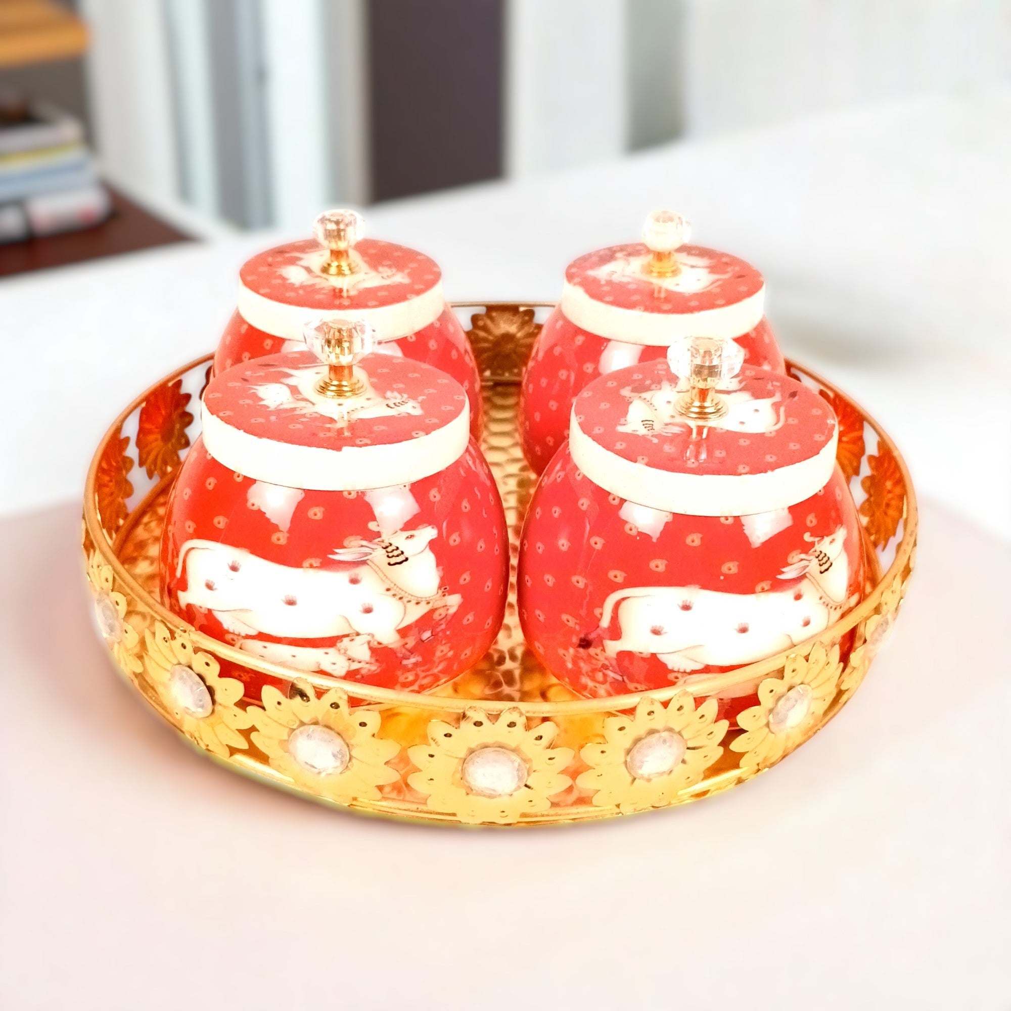Serving Bowl with Tray | Elephant Handicraft Container | Decorative Showpiece Bowl for Home & Kitchen | Premium Diwali Gift | Traditional Indian Decor - 10 Inch - Apkamart