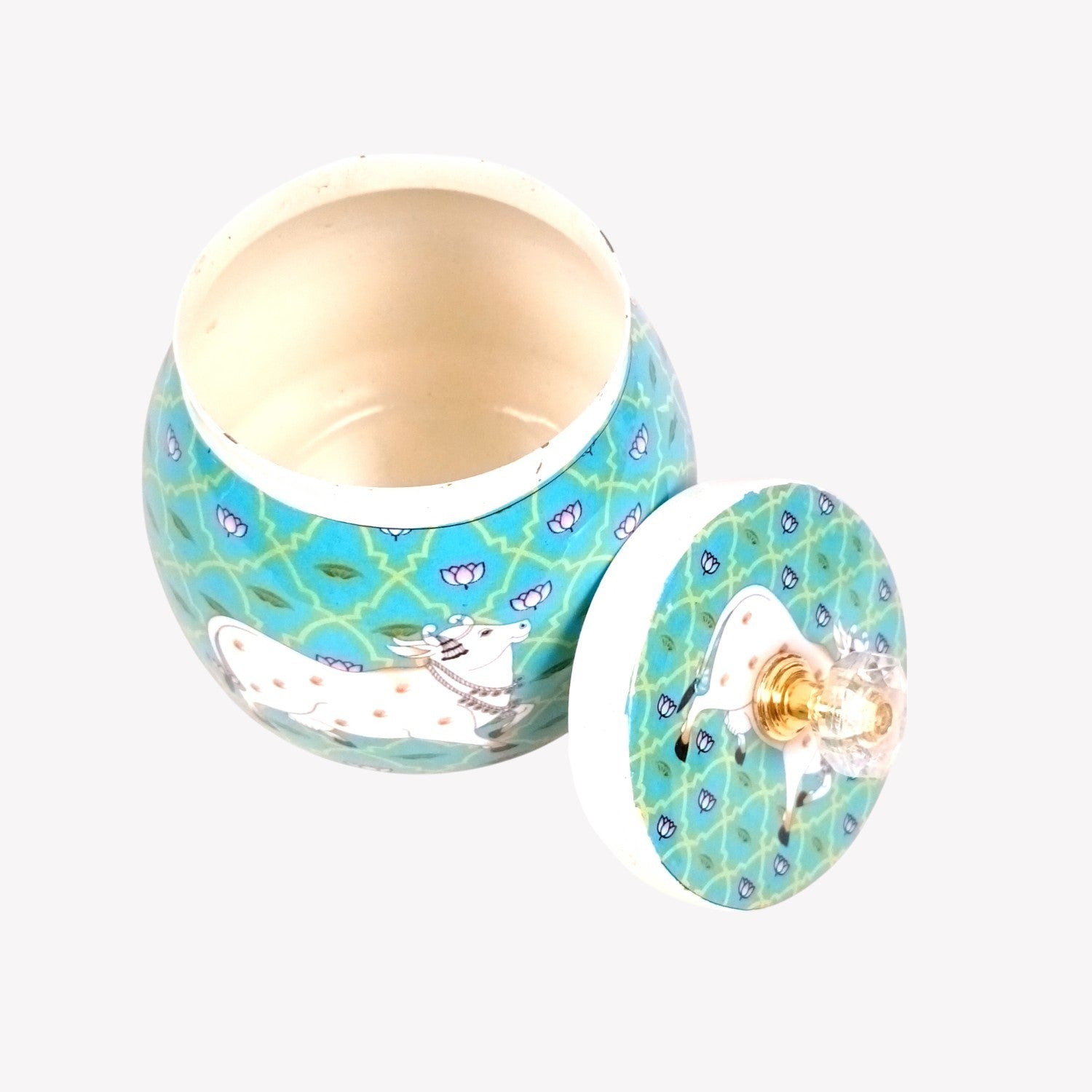 Pichvai Art Green Serving Bowl | Handicraft Multiuse Container | Decorative Kitchen & Home Showpiece | Diwali Gift | Premium Bowl for Gifting & Serving - 4 Inch - Apkamart