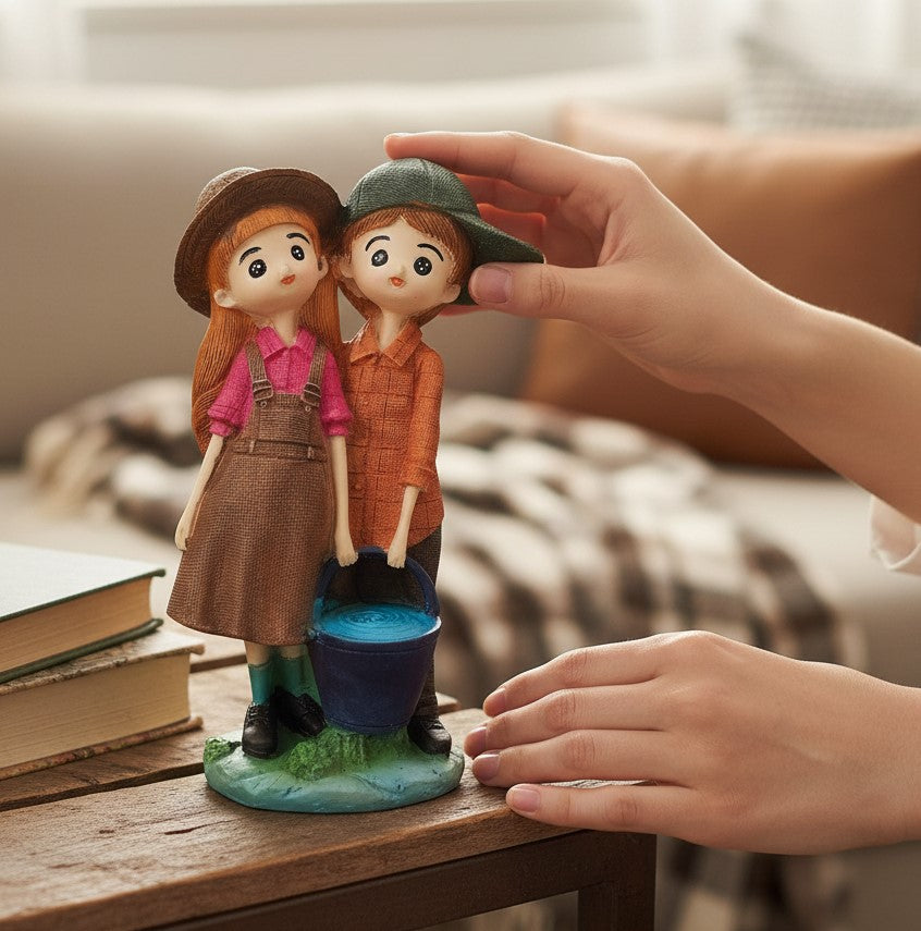 Romantic Couple Showpiece | Romantic Figurine for Living Room, Bedroom & Gifting | Valentine, Anniversary & Wedding Gift for Her & Him - 7 Inch - Apkamart