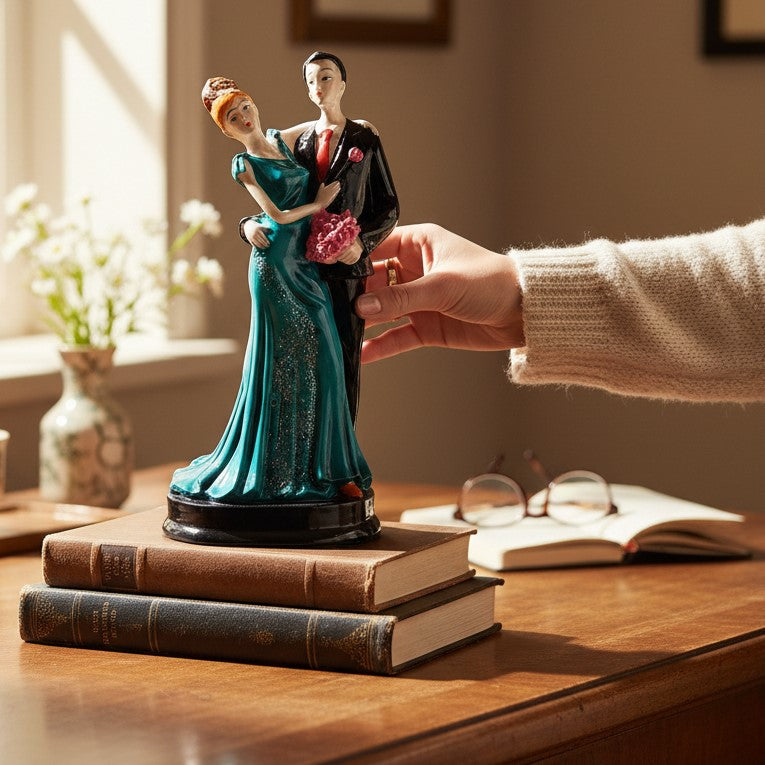 Romantic Couple Showpiece | Love Figurine Decorative Sculpture for Home Décor | Romantic Figurine for Living Room, Bedroom & Gifting - 9 Inch - Apkamart