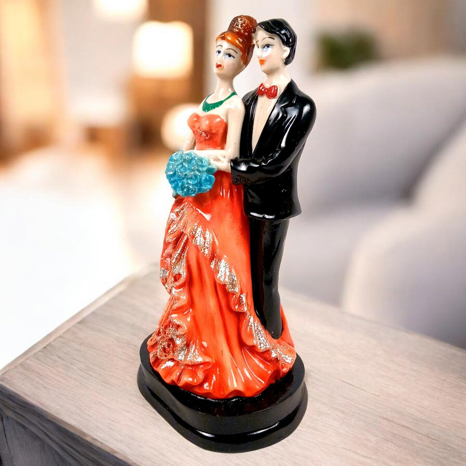 Romantic Couple Showpiece | Love Figurine Decorative Sculpture for Home Décor | Romantic Figurine for Living Room, Bedroom & Gifting - 9 Inch - Apkamart