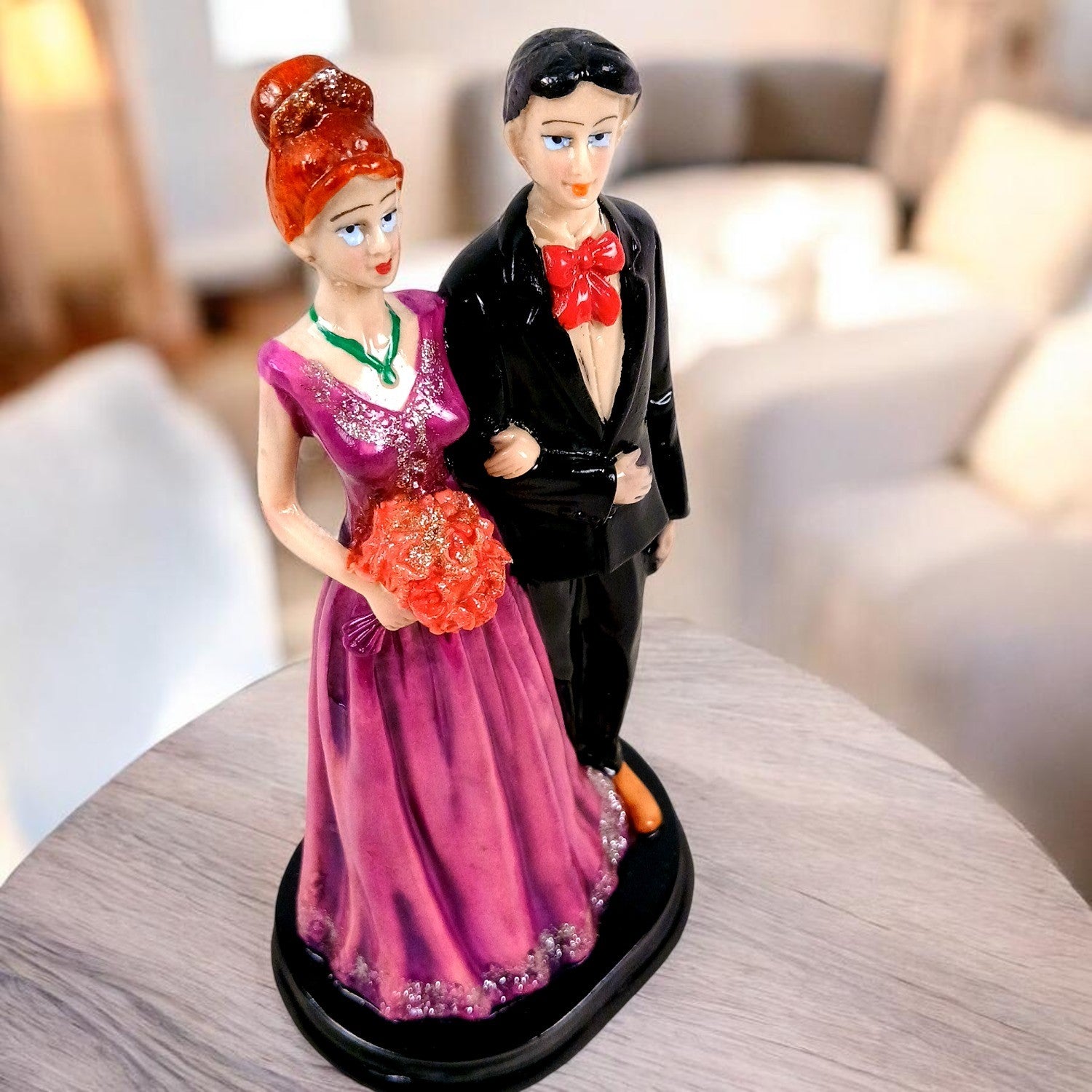 Romantic Couple Showpiece | Love Figurine Decorative Sculpture for Home Décor & Living Room | Romantic Figurine for Living Room, Bedroom & Gifting - 9 Inch - Apkamart