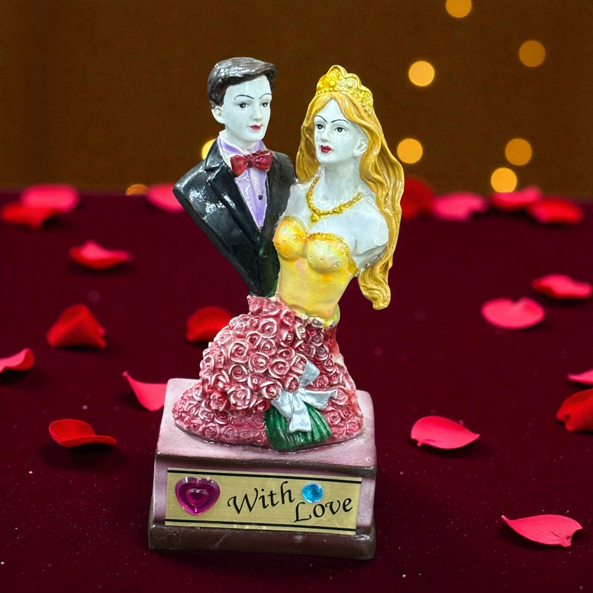 Couple Figurine Showpiece | Romantic Resin Sculpture | Perfect Decorative Gift for Anniversary, Wedding, Valentine’s Day & Home Decor - 10 Inch  - Apkamart