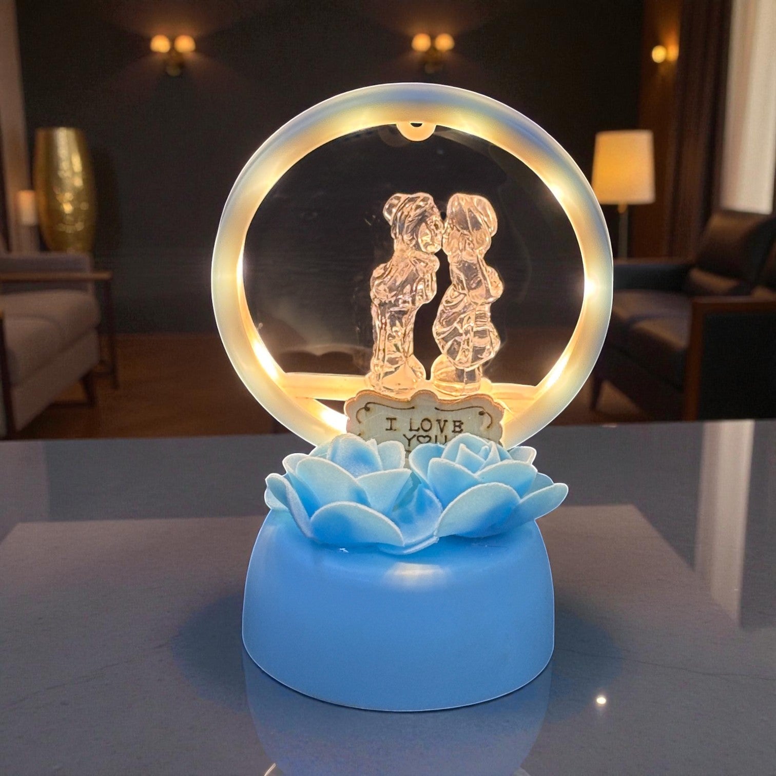 Romantic Couple Showpiece with LED Light | Decorative Love Figurine for Bedroom & Living Room Décor | Valentine, Anniversary & Wedding Gift for Couples - 6 Inch - Apkamart #Style_Design 1