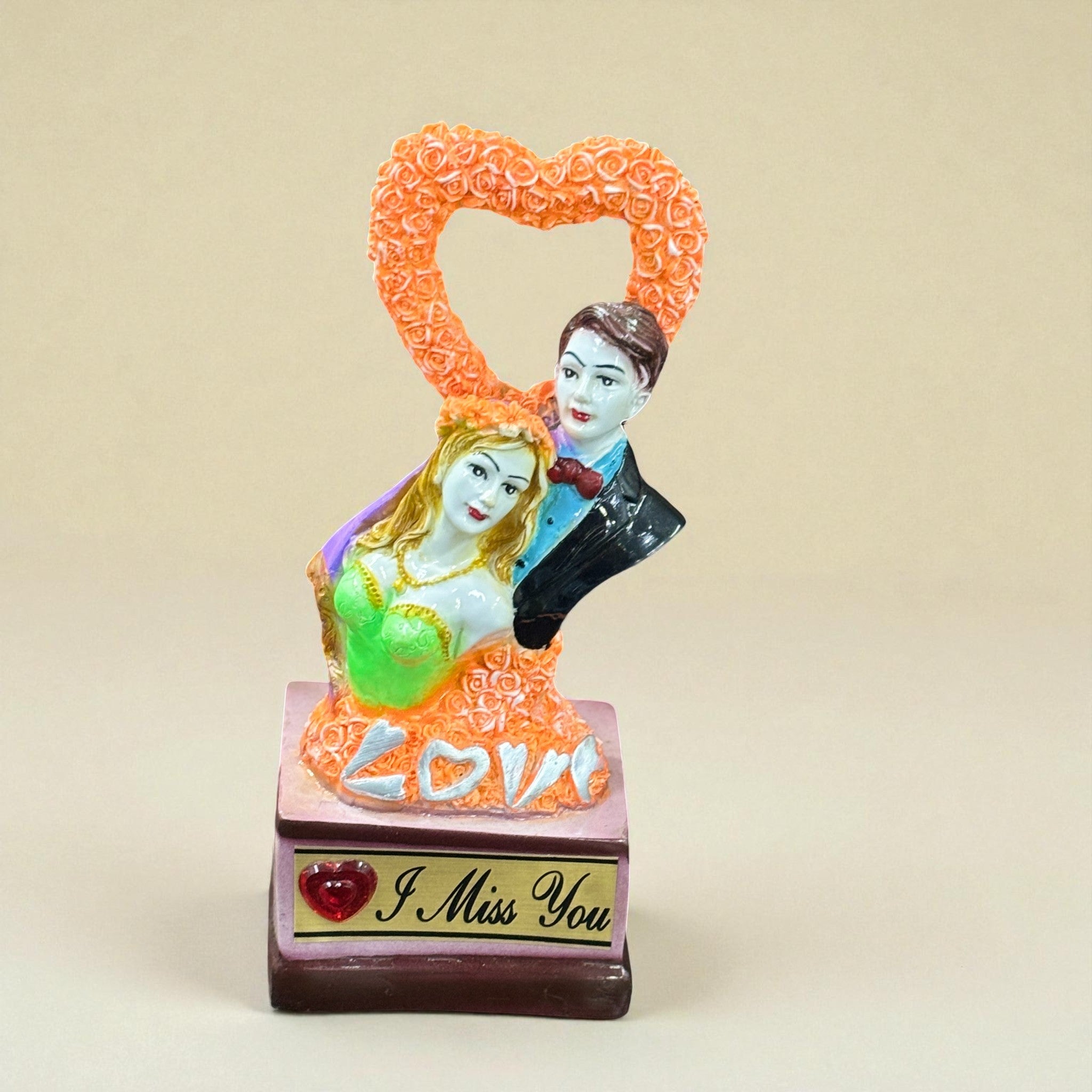 Beautiful Couple Showpiece | Romantic Love Resin Statue for Bedroom & Living Room Décor | Ideal Gift for Valentine, Wedding & Anniversary - 9 Inch - Apkamart