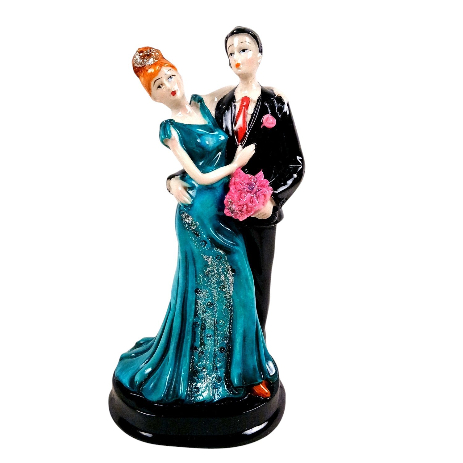 Romantic Couple Showpiece | Love Figurine Decorative Sculpture for Home Décor | Romantic Figurine for Living Room, Bedroom & Gifting - 9 Inch - Apkamart